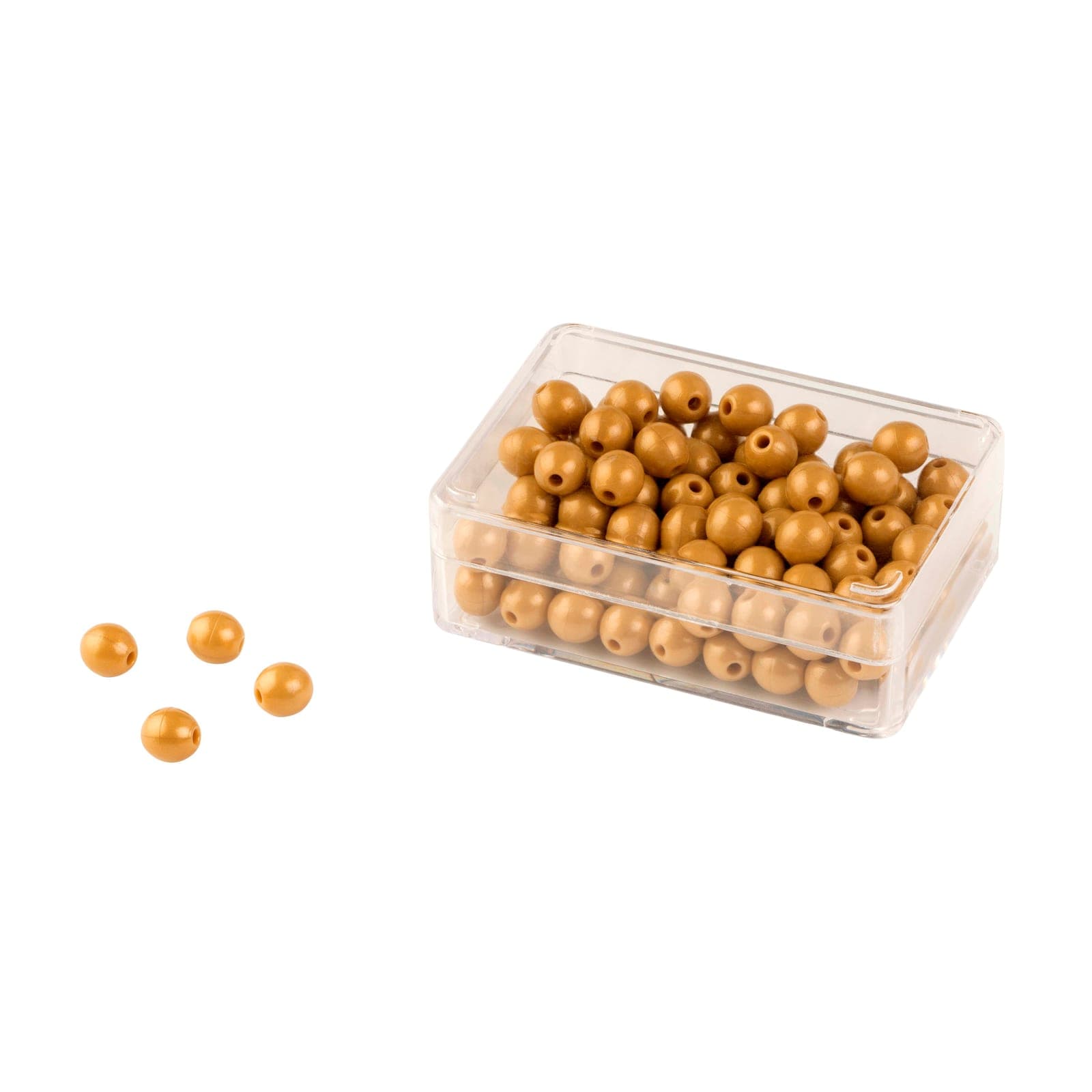100 Golden Bead Units: Individual Beads Nylon (With Hole) — View 1