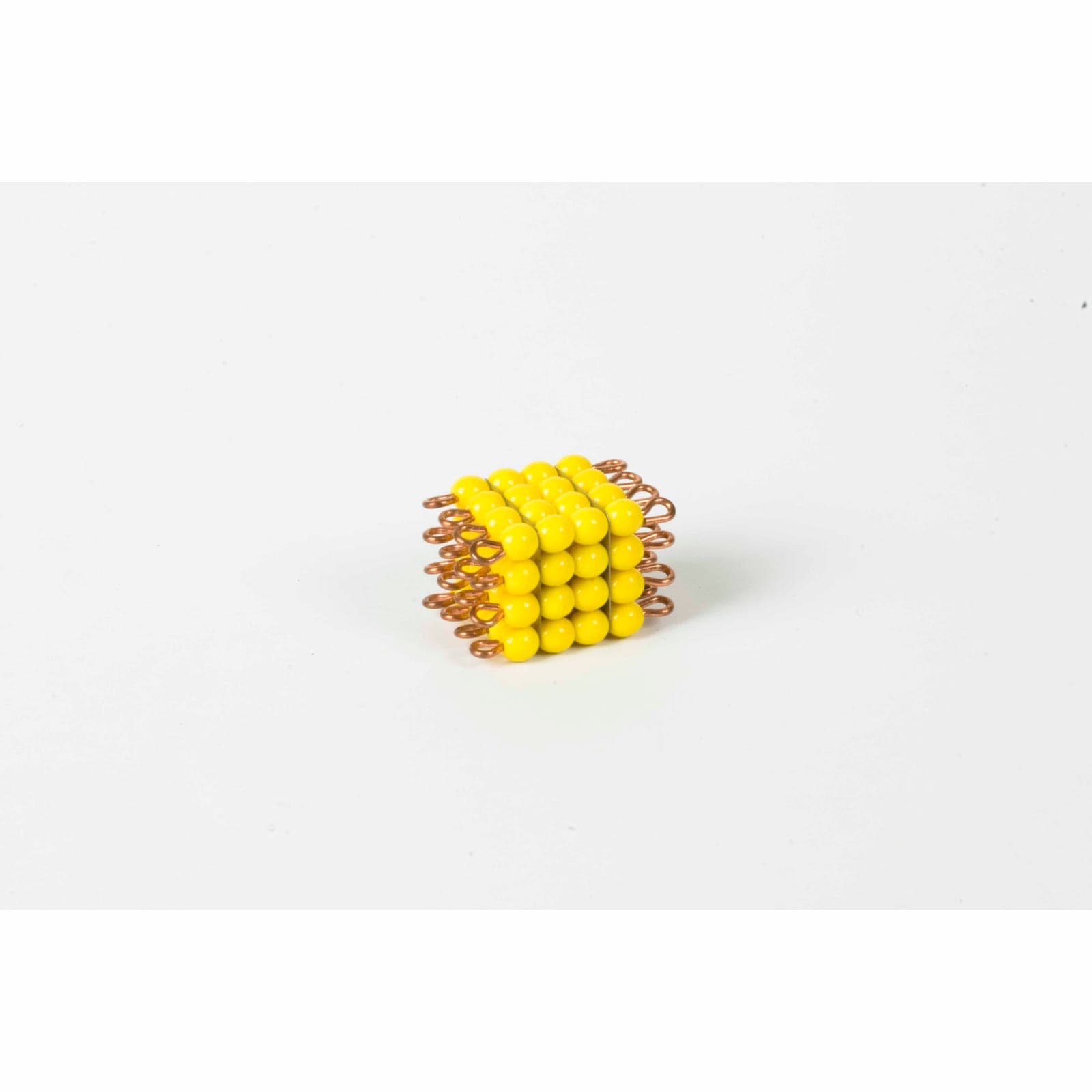 Glass Bead Cube of 4 — Yellow Mathematical Cube Representation — Montessori Material | Faborino