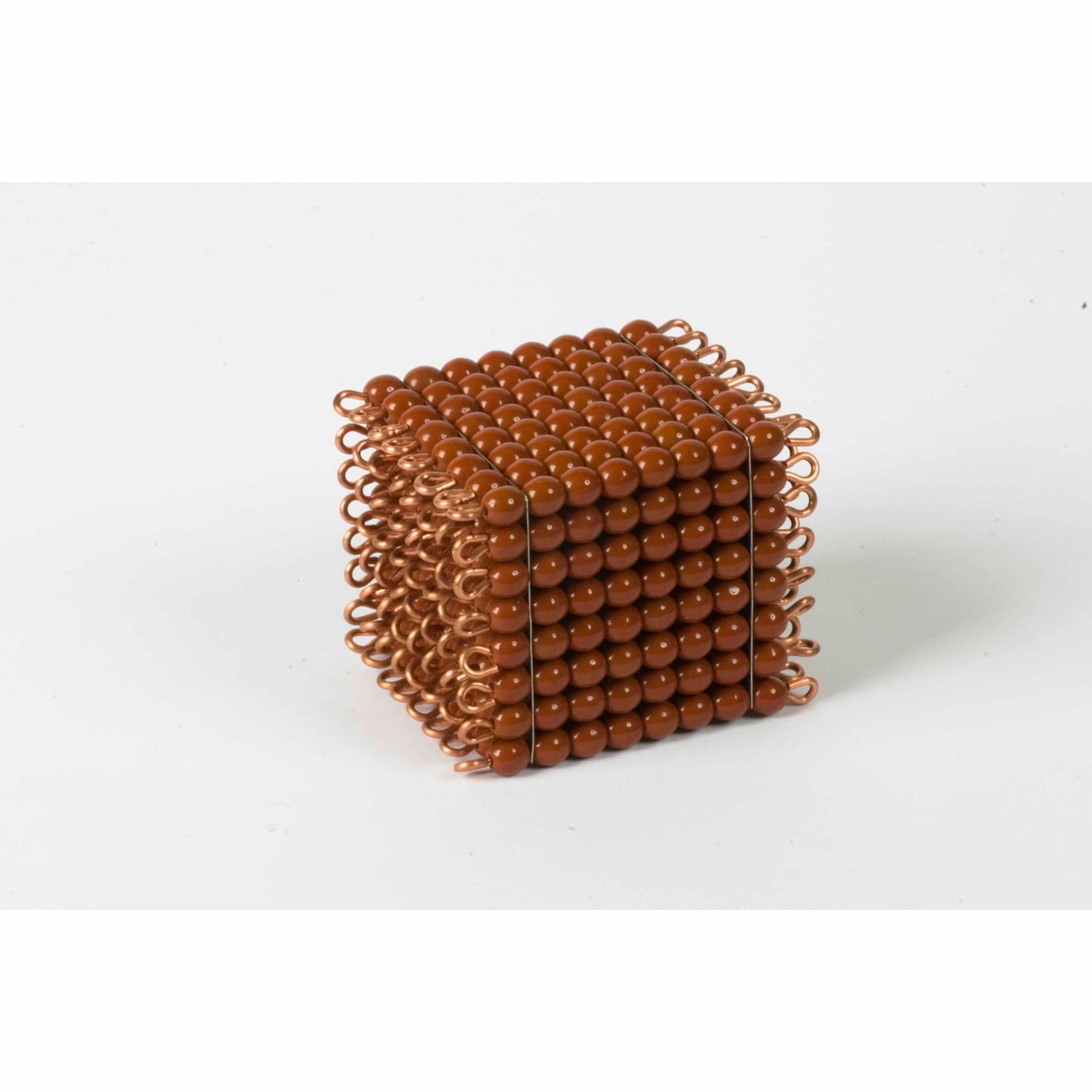 Glass Bead Cube Of 8 — Brown Individual Beads for Place Value — Montessori Material | Faborino