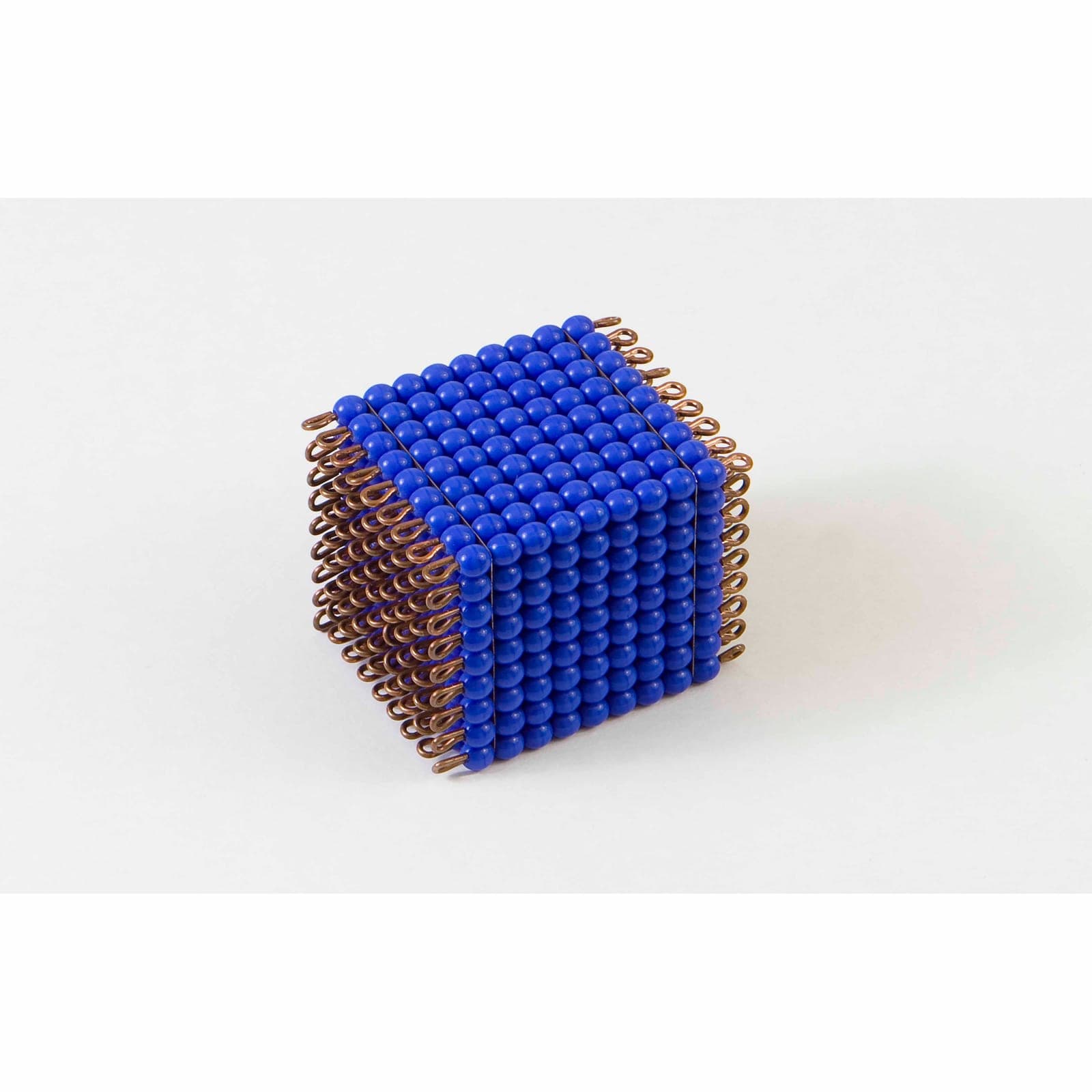 Glass Bead Cube of 9 — Dark Blue Wire Frame Representing 729 Units — Montessori Material | Faborino