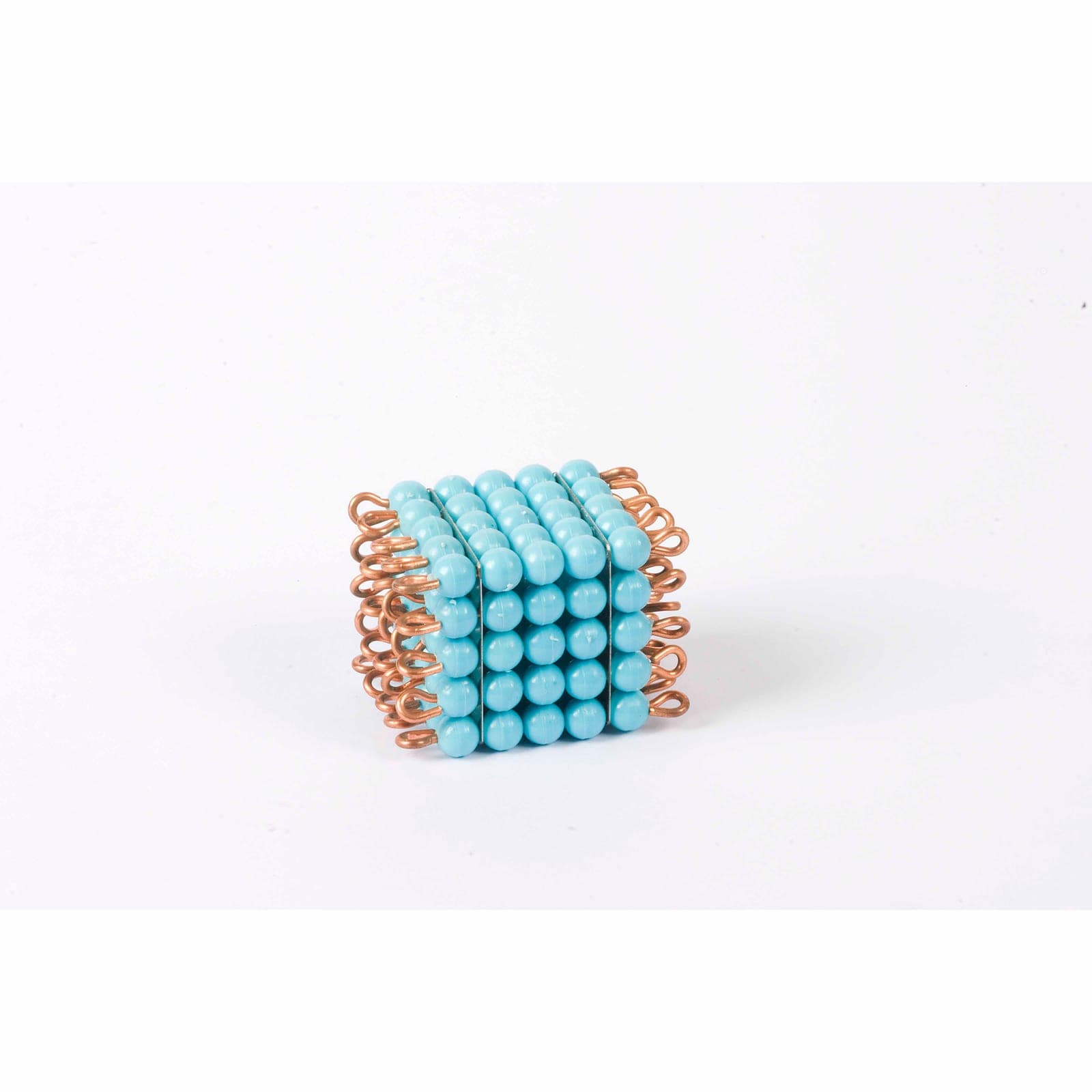 Nylon Bead Cube of 5 — Individual Light Blue for Quantity Work — Montessori Material | Faborino