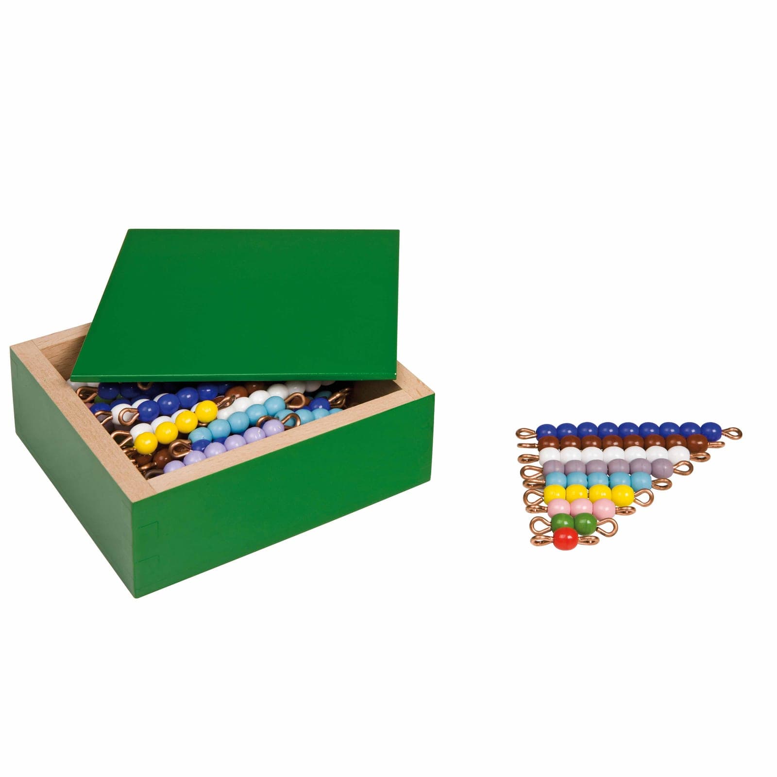 Coloured Bead Stairs — 10 Sets of Glass Beads 1-10 — Montessori Material | Faborino