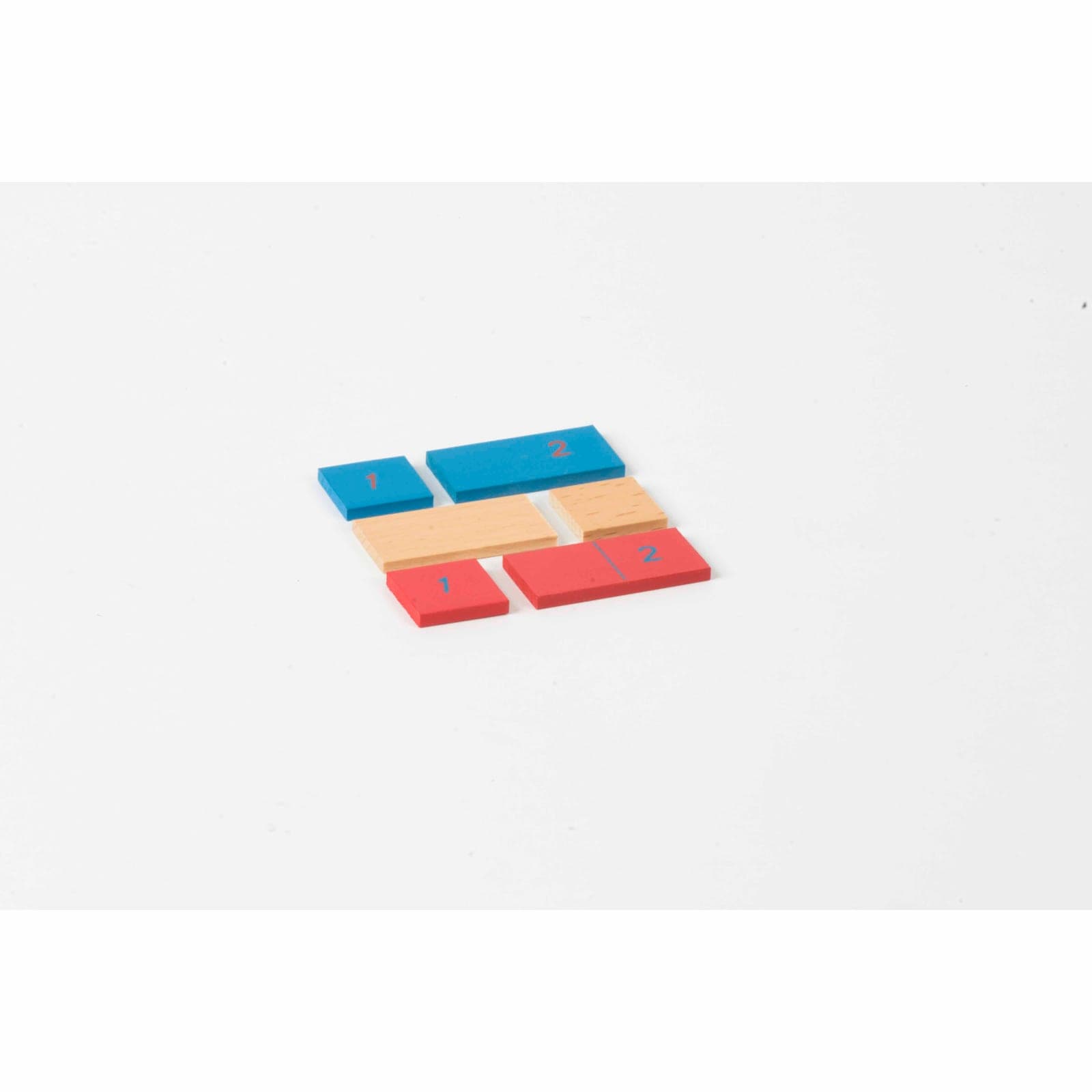 First 2 Strips For Addition / Subtraction Strip Board: Red / Blue / Natural — Montessori Material | Faborino