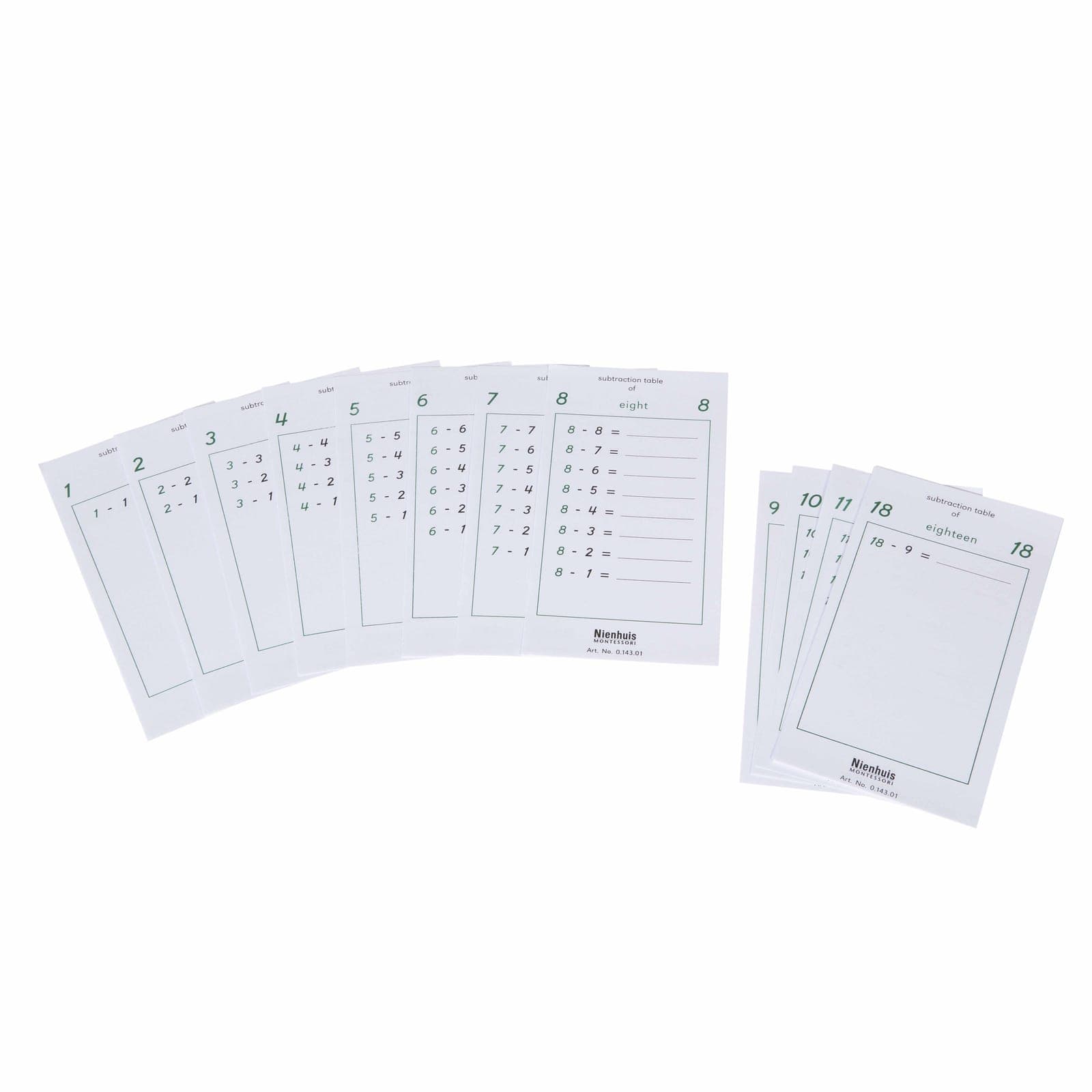 Subtraction Tables — View 1