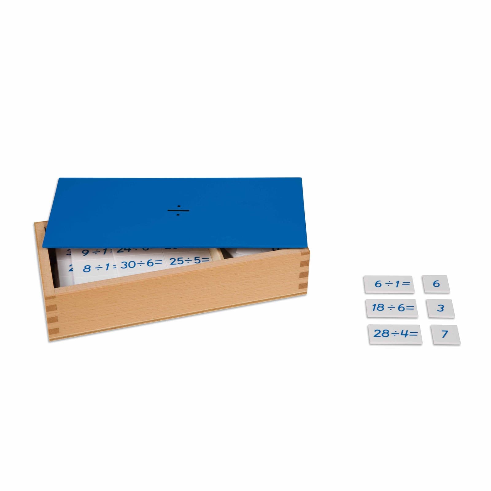 Division Equations Box — Self-Correcting Facts Practice — View 1