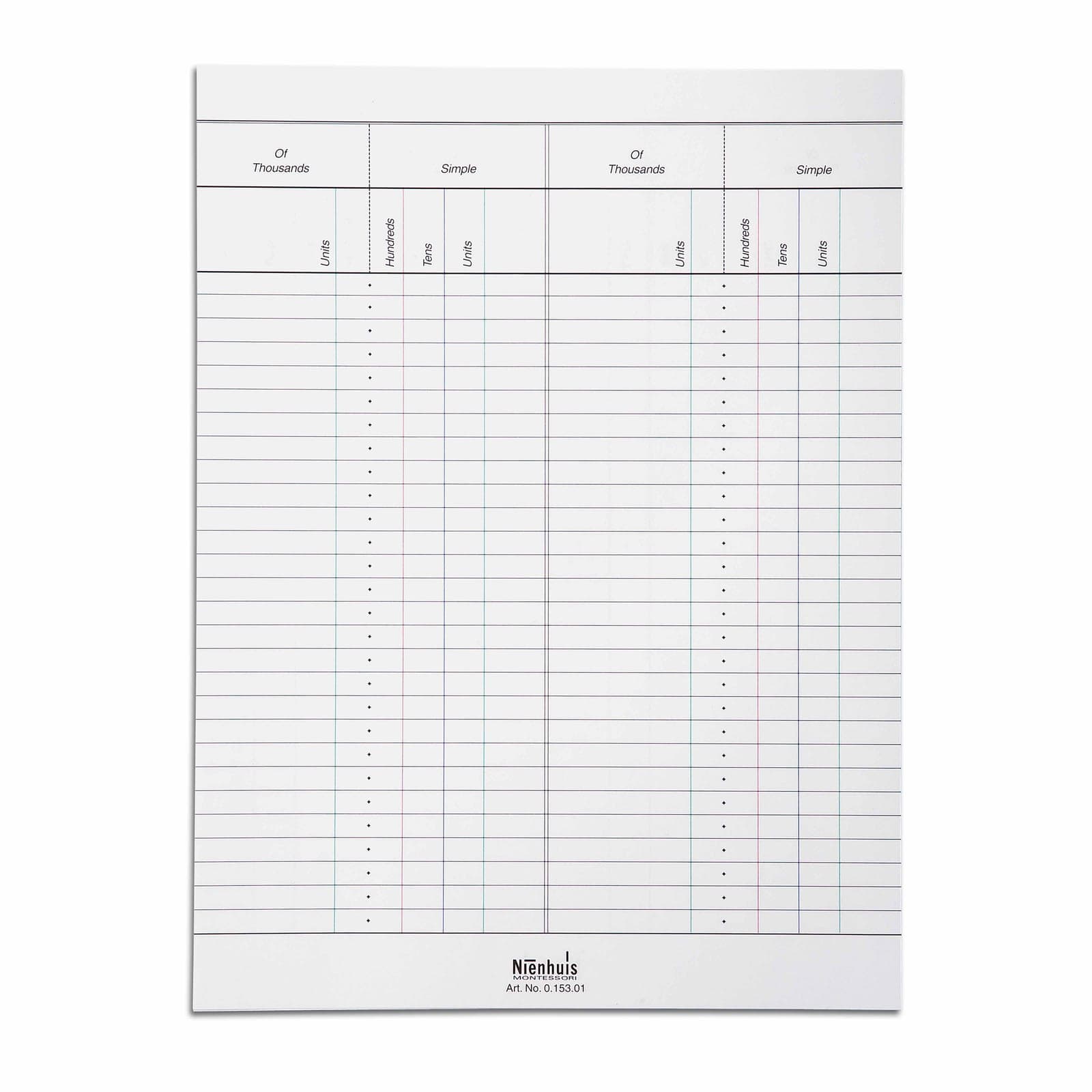 Small Bead Frame Paper — Recording Sheets for Place Value Work — View 1