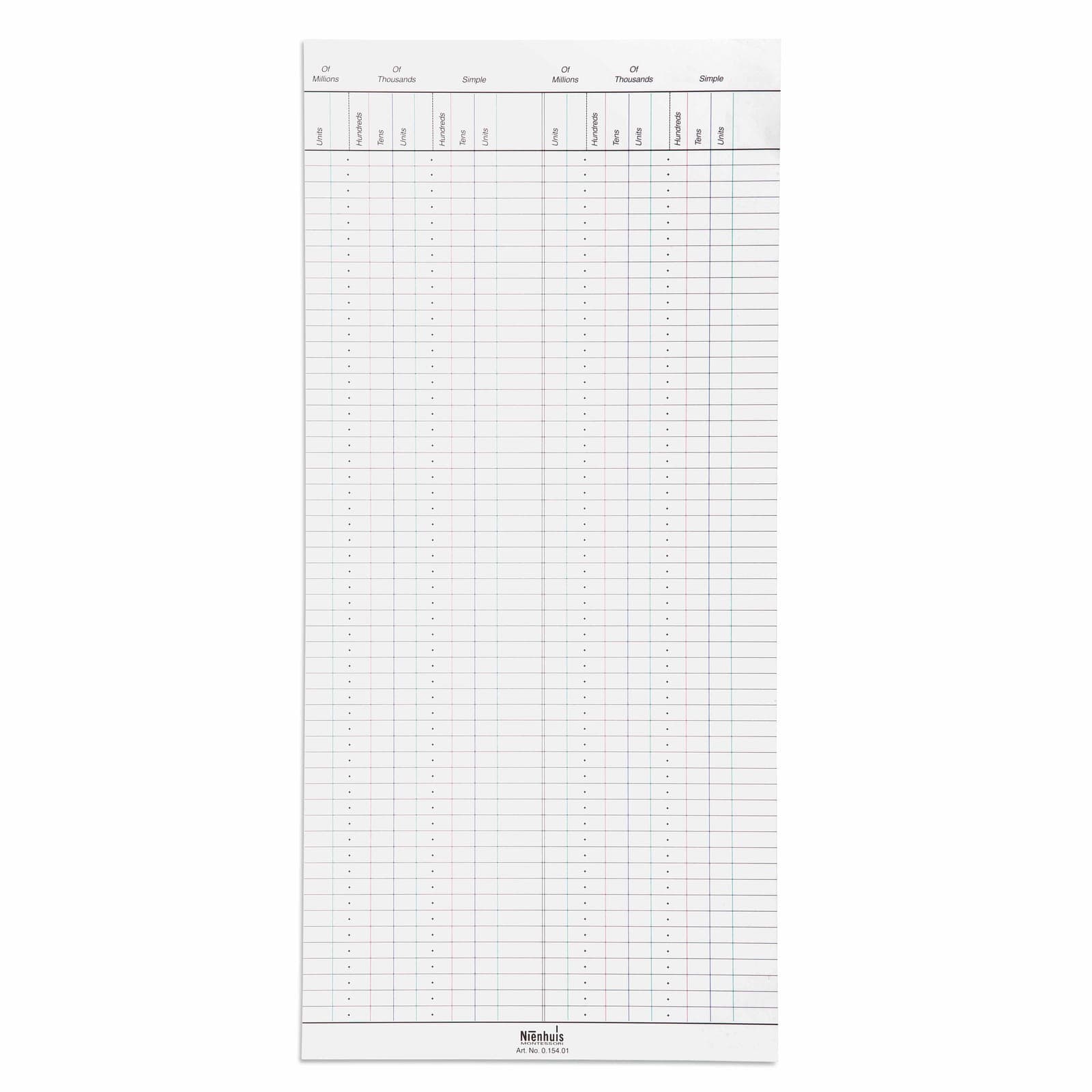 Large Bead Frame Paper — 50 Calculation Worksheets — View 1