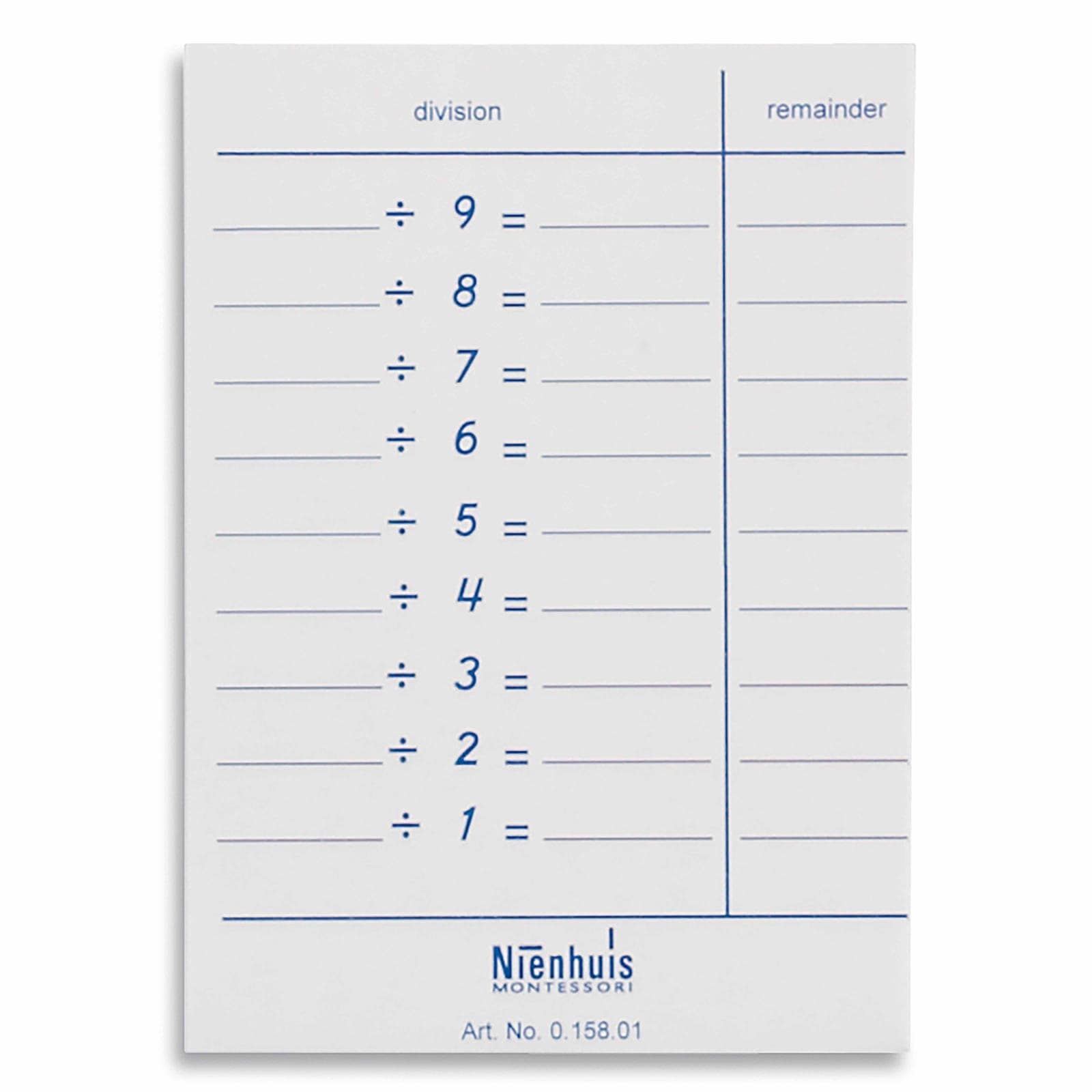 Division Tables — View 1