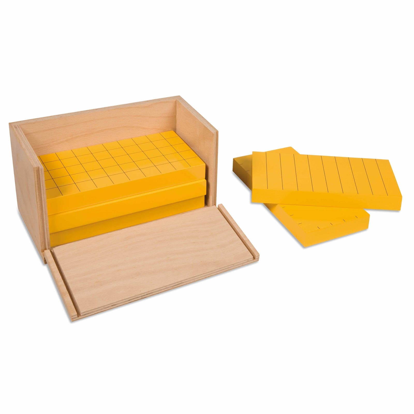 Five Yellow Prisms — Grid-Marked Geometric Exploration Set — View 1