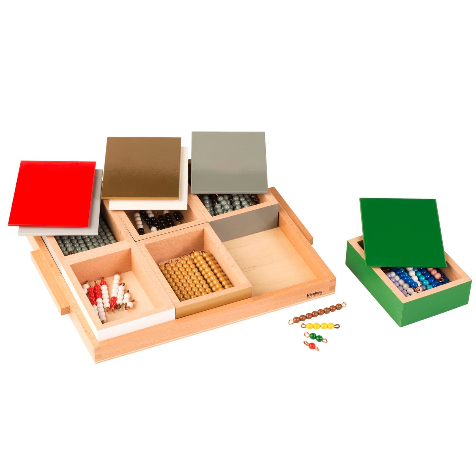 Elementární hra s negativním hadem: jednotlivé korálky nylonové — Montessori Material | Faborino