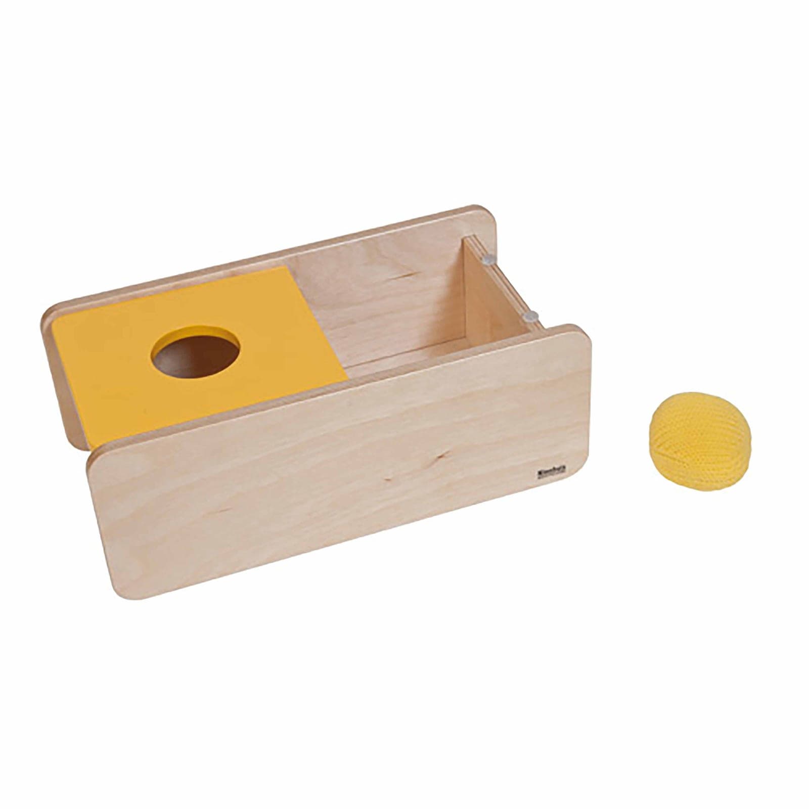 Imbucare-Box mit Klappdeckel — Strickball für Objektpermanenz — Ansicht 1