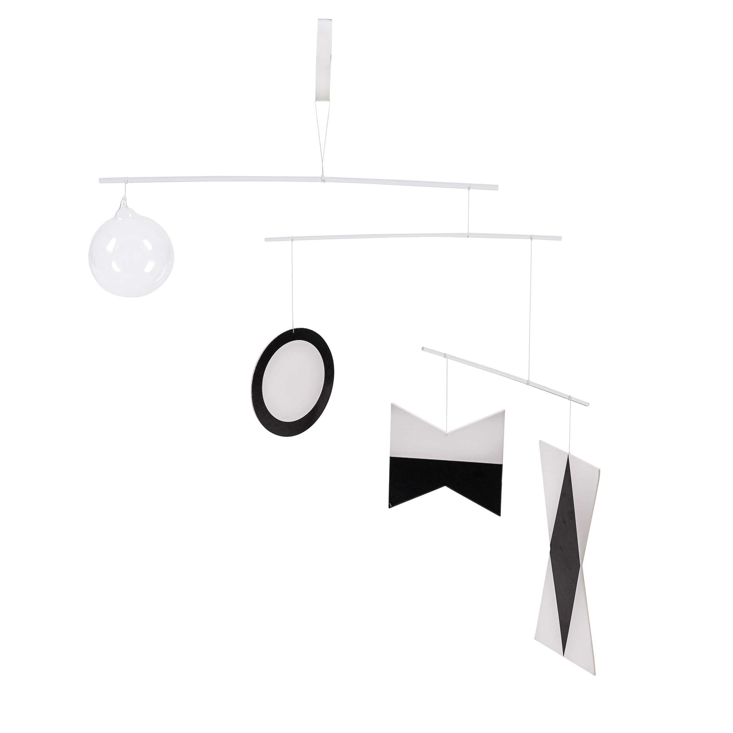 Munari Mobile — First Visual Mobile with Geometric Black & White Forms — View 1