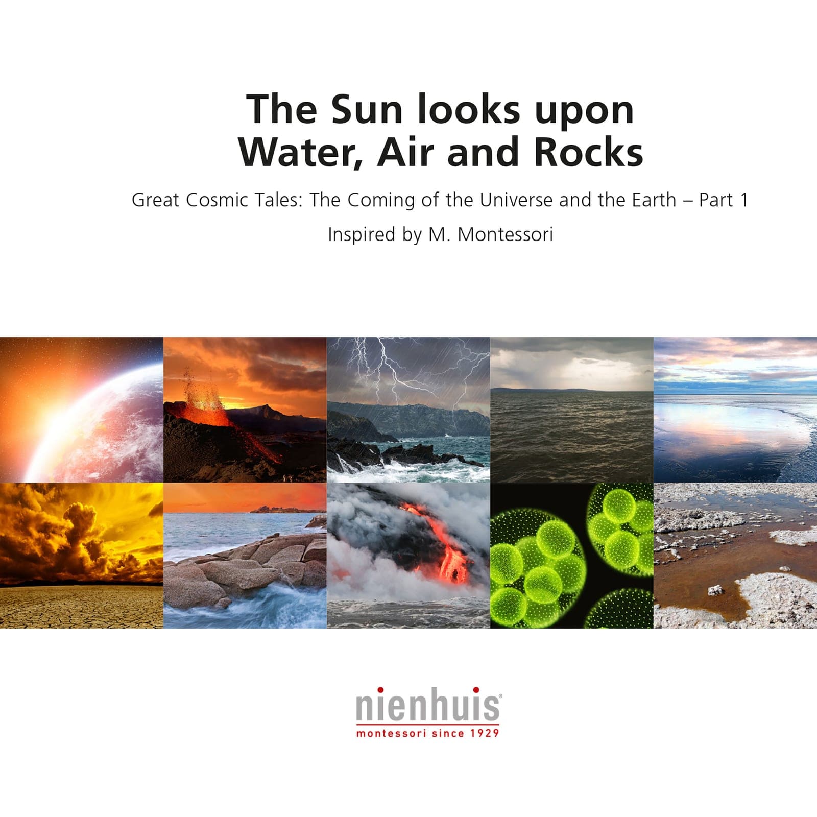 Die Sonne blickt auf Wasser, Luft und Gestein — Montessori Material | Faborino