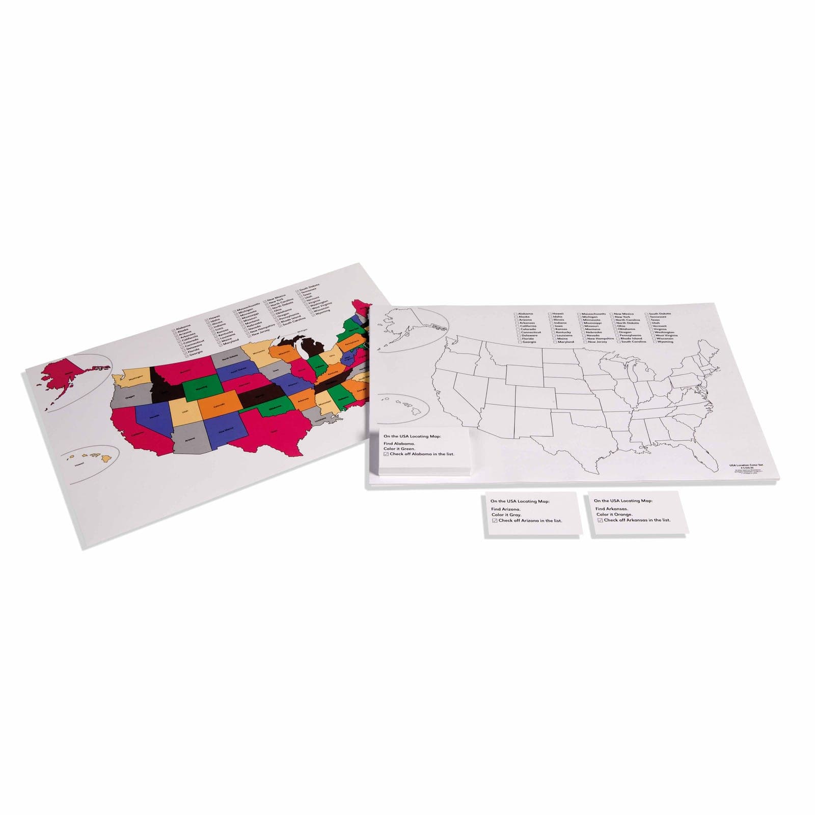 United States Map — 50 Colour-Coded Location Set — Montessori Material | Faborino
