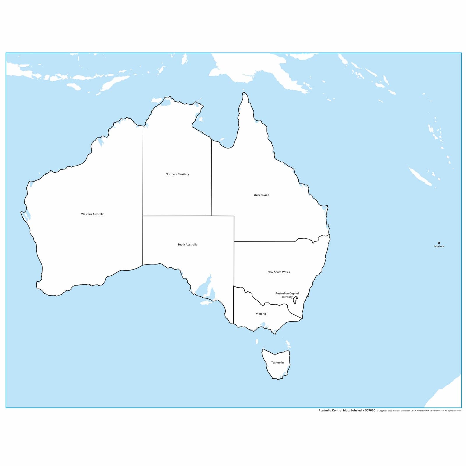 Kontrollkarte Australien: Beschriftet — Ansicht 1