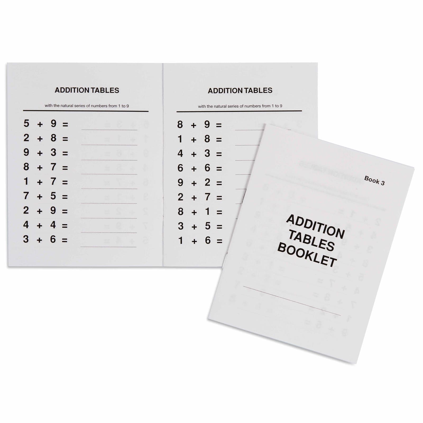 Addition Tables Booklet: 3 — View 1