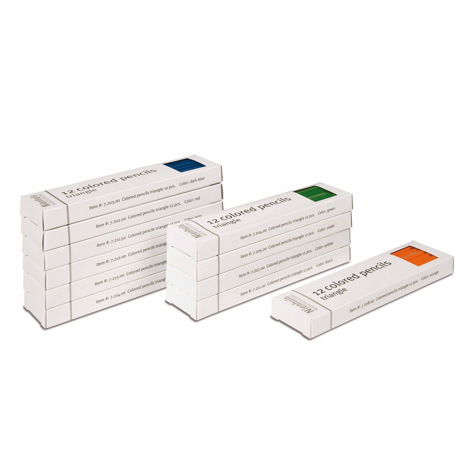 Coloured Pencils Set — 11 Colours for Metal Insets — Montessori Material | Faborino