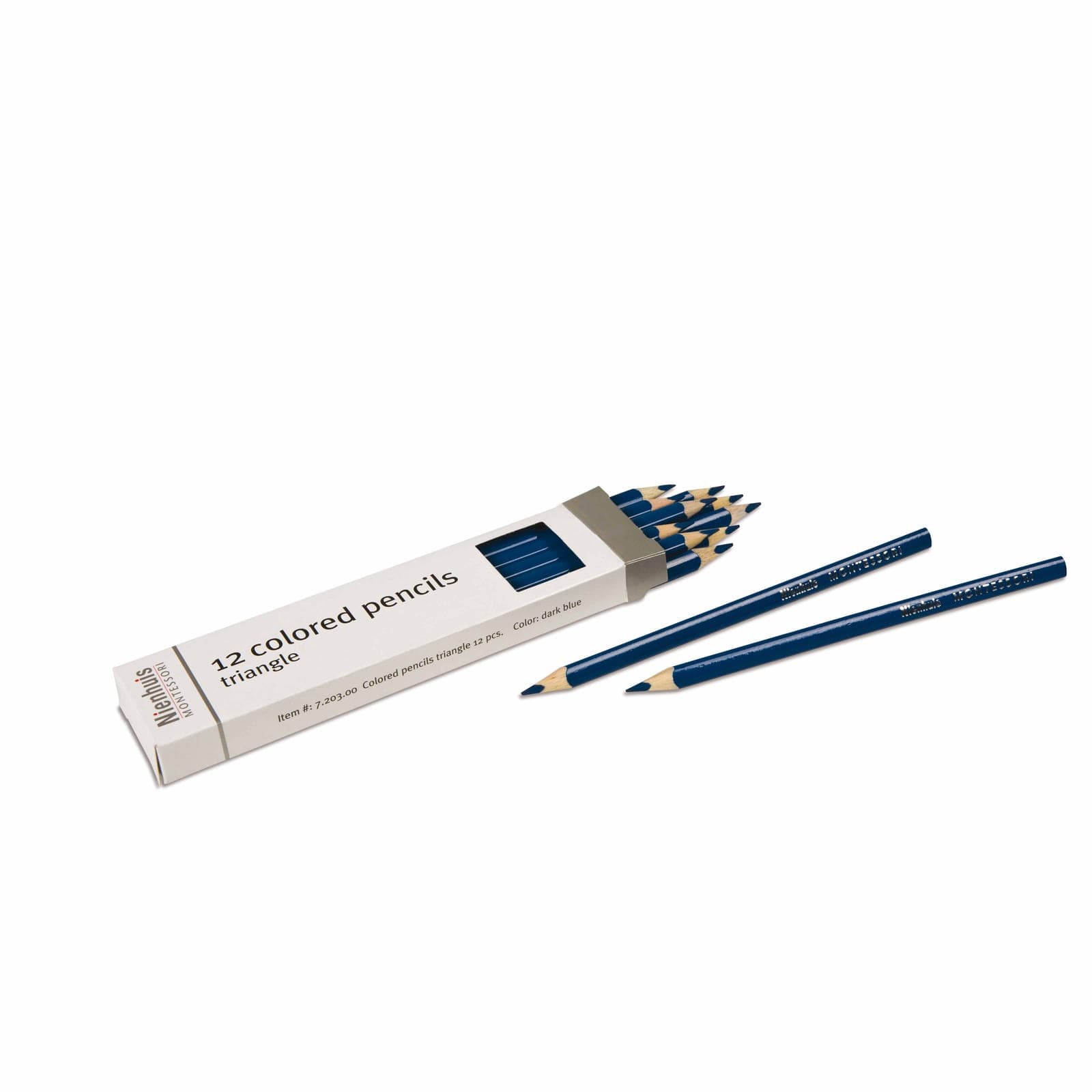 3-Sided Inset Pencils: Dark Blue — Montessori Material | Faborino