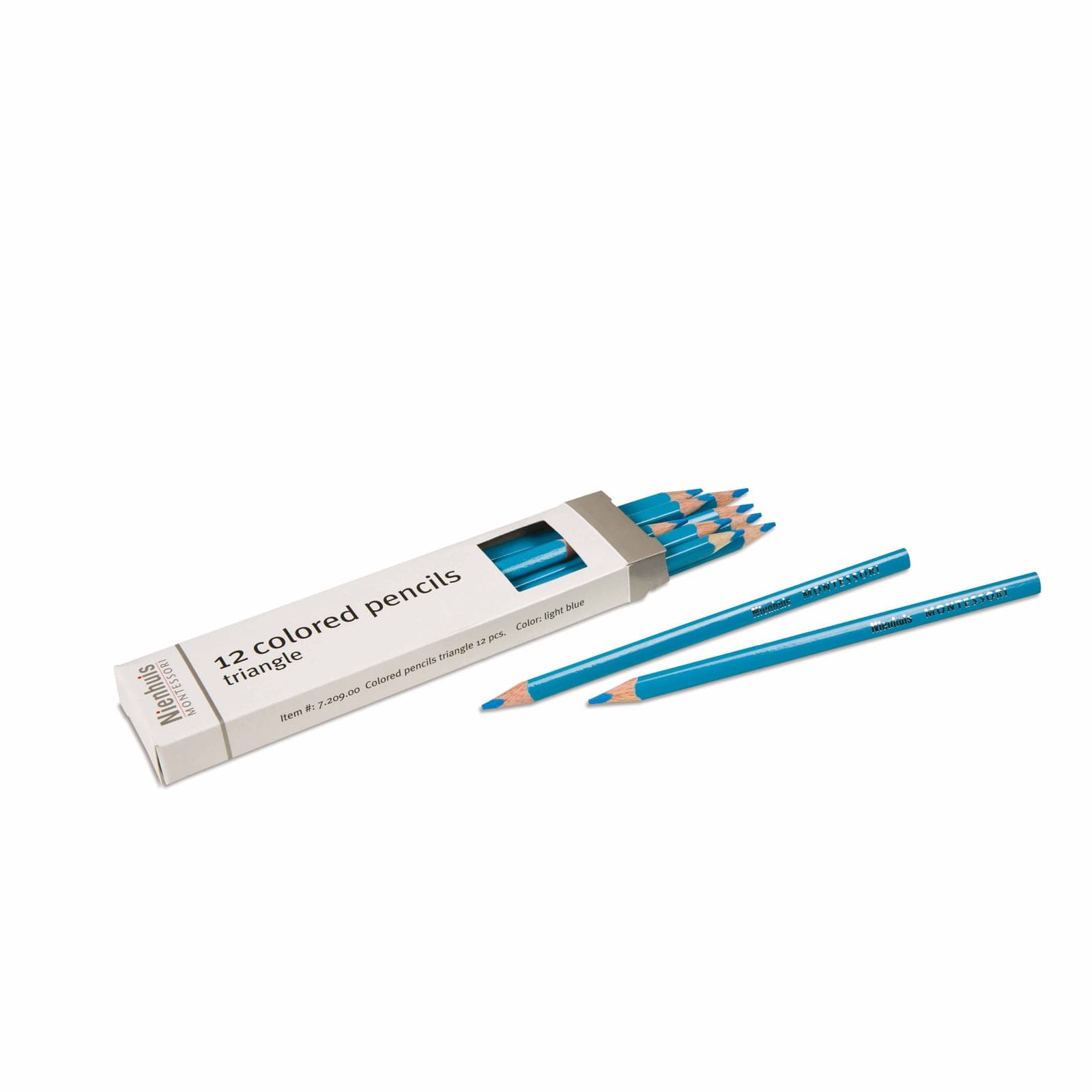 3-Sided Inset Pencils: Light Blue — Montessori Material | Faborino