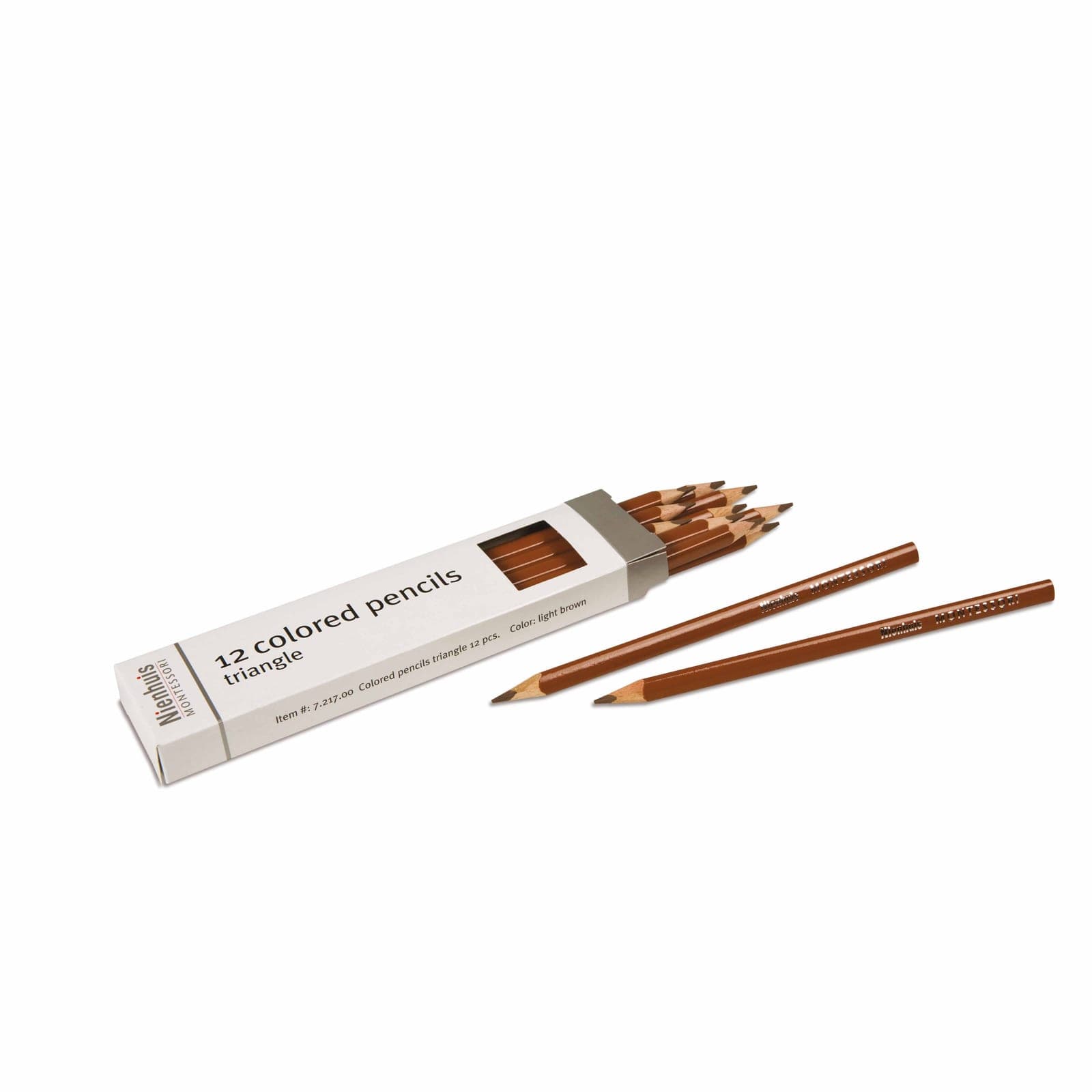 3-Sided Inset Pencils: Light Brown — Montessori Material | Faborino