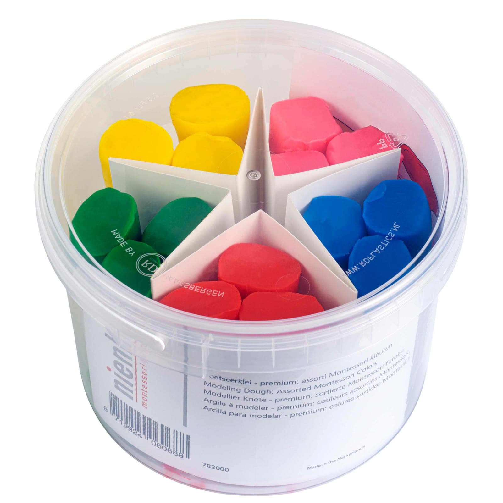 Modelling Dough Set — Five Colours in Star-Divided Container — Montessori Material | Faborino