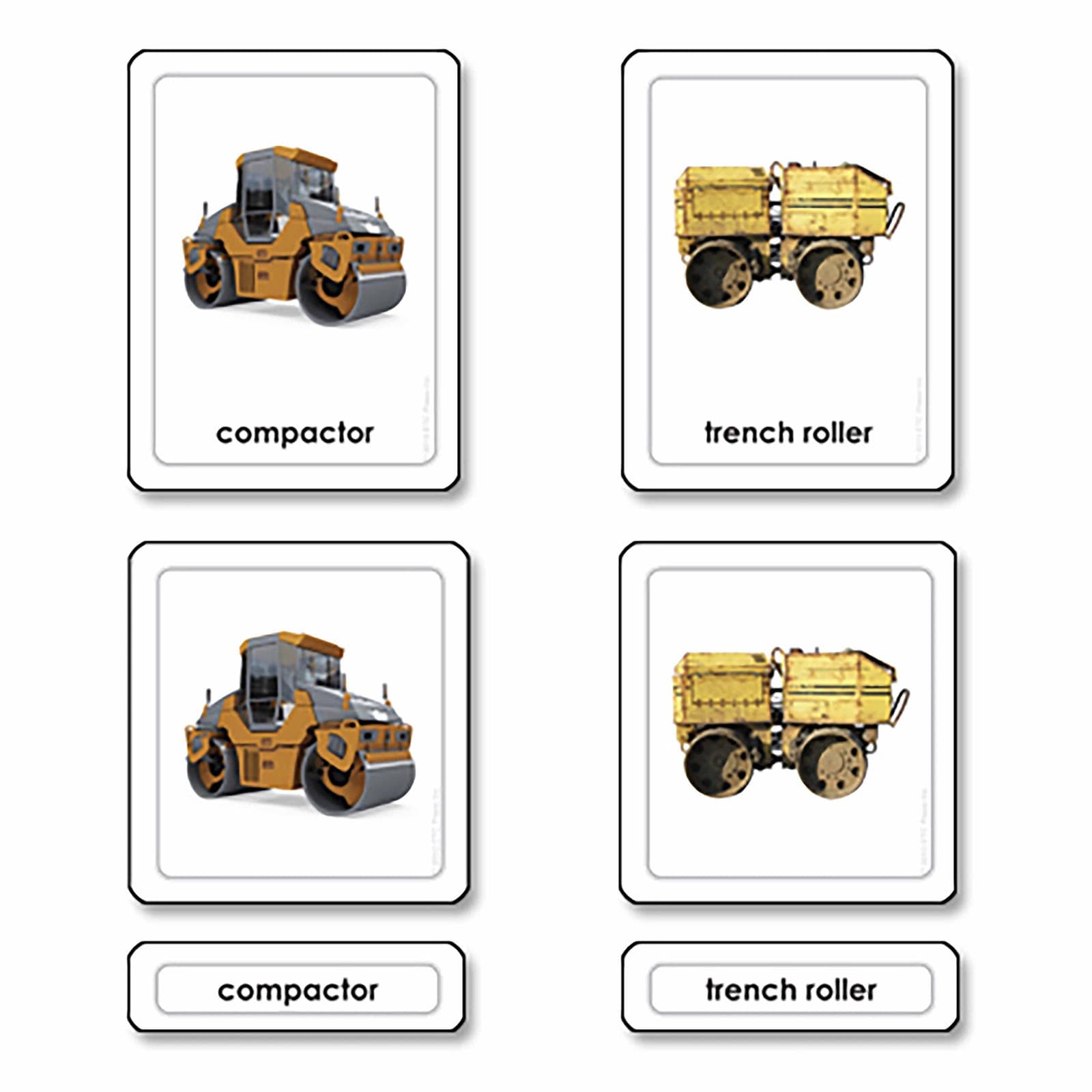 Construction Equipment 3 Part Cards — View 1
