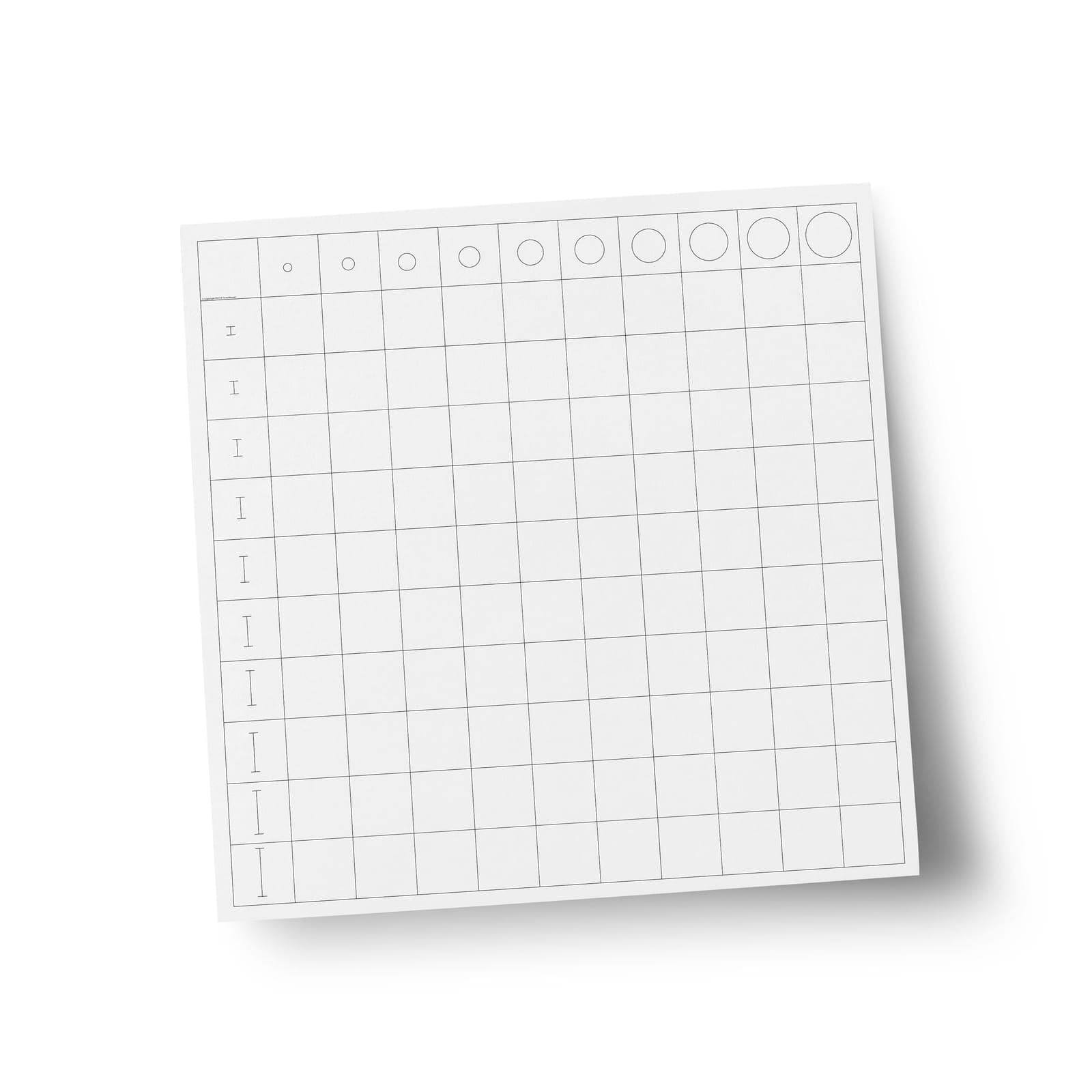 Coloured Cylinders Control Chart — 11×11 Graduated Circle Grid — View 1