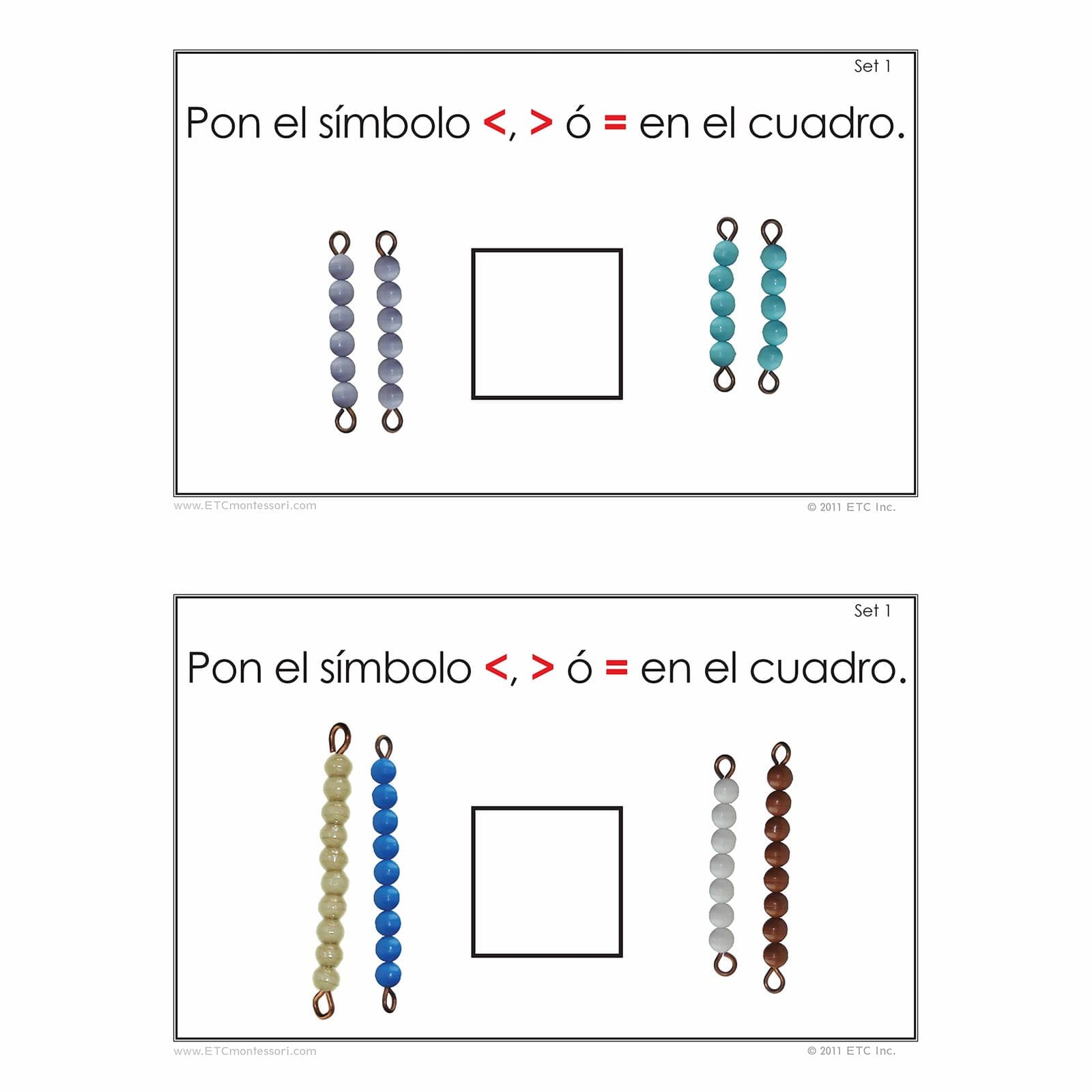 Igual, Mayor Que, Menor Que — Montessori Material | Faborino