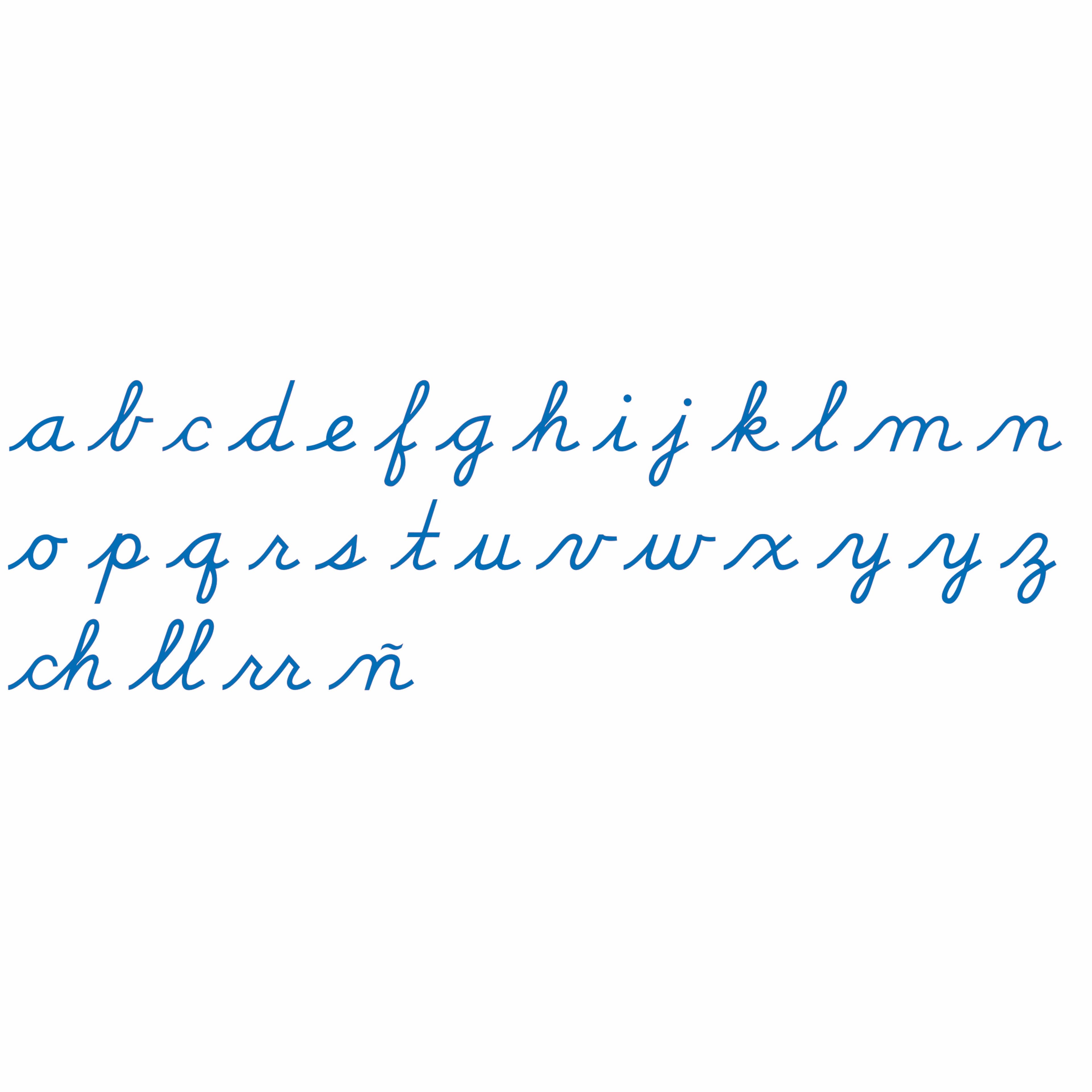 Mittleres Bewegliches Alphabet: US-Schreibschrift — Blau