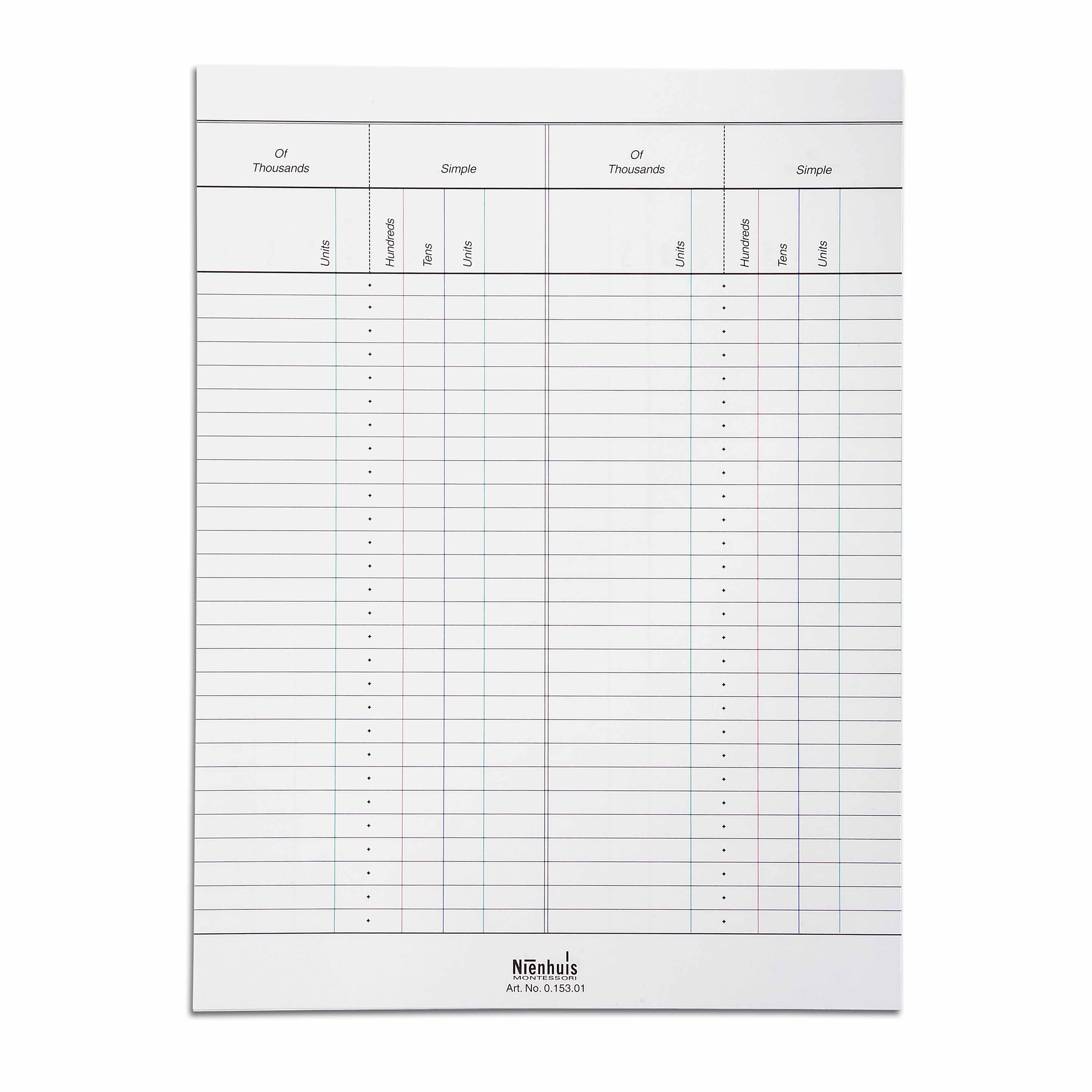 Kleiner Perlenstab-Rahmen Papier — Arbeitsblätter Stellenwerte — Katalogansicht