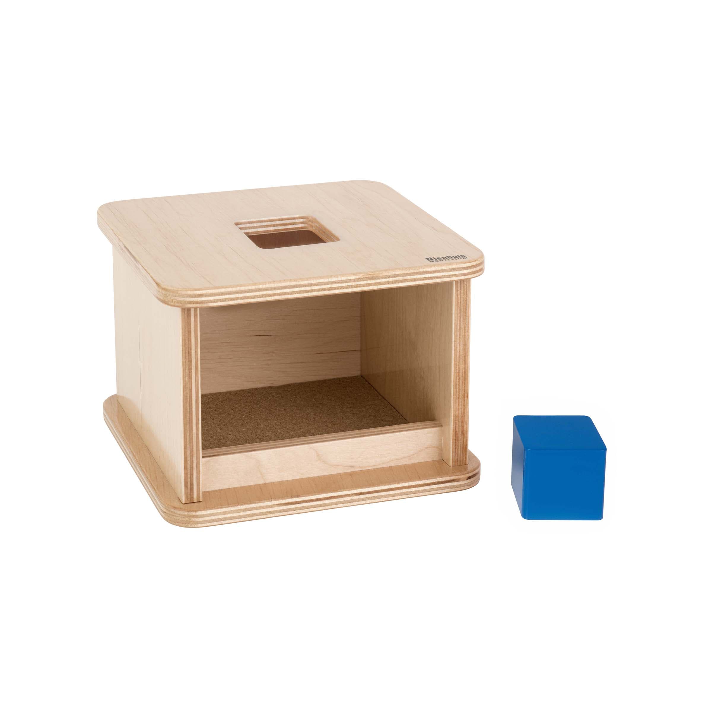 Imbucare Box with Cube — Object Permanence & Square Shape — Montessori Material | Faborino