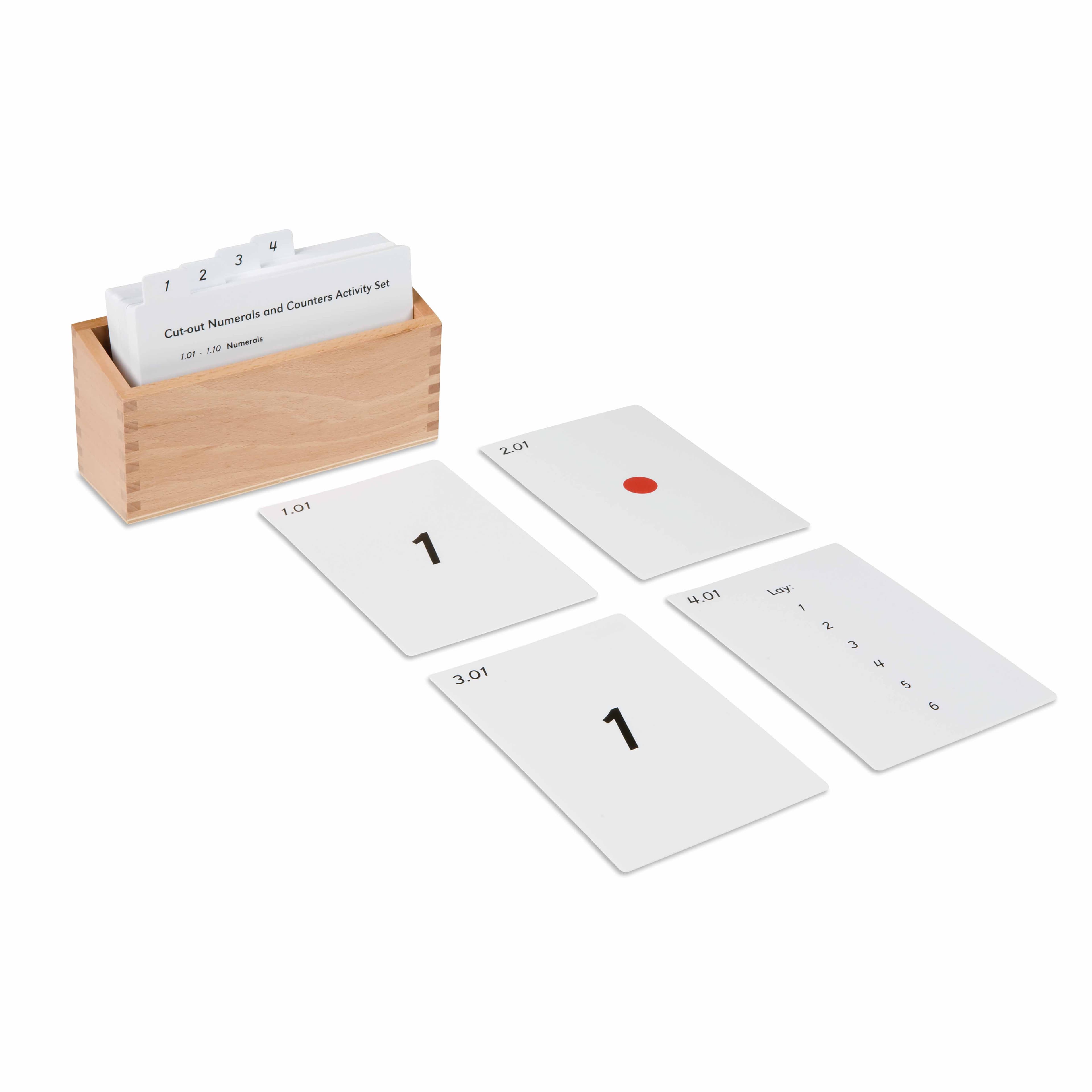 Aktivitätsset mit ausgeschnittenen Ziffern und Zählern