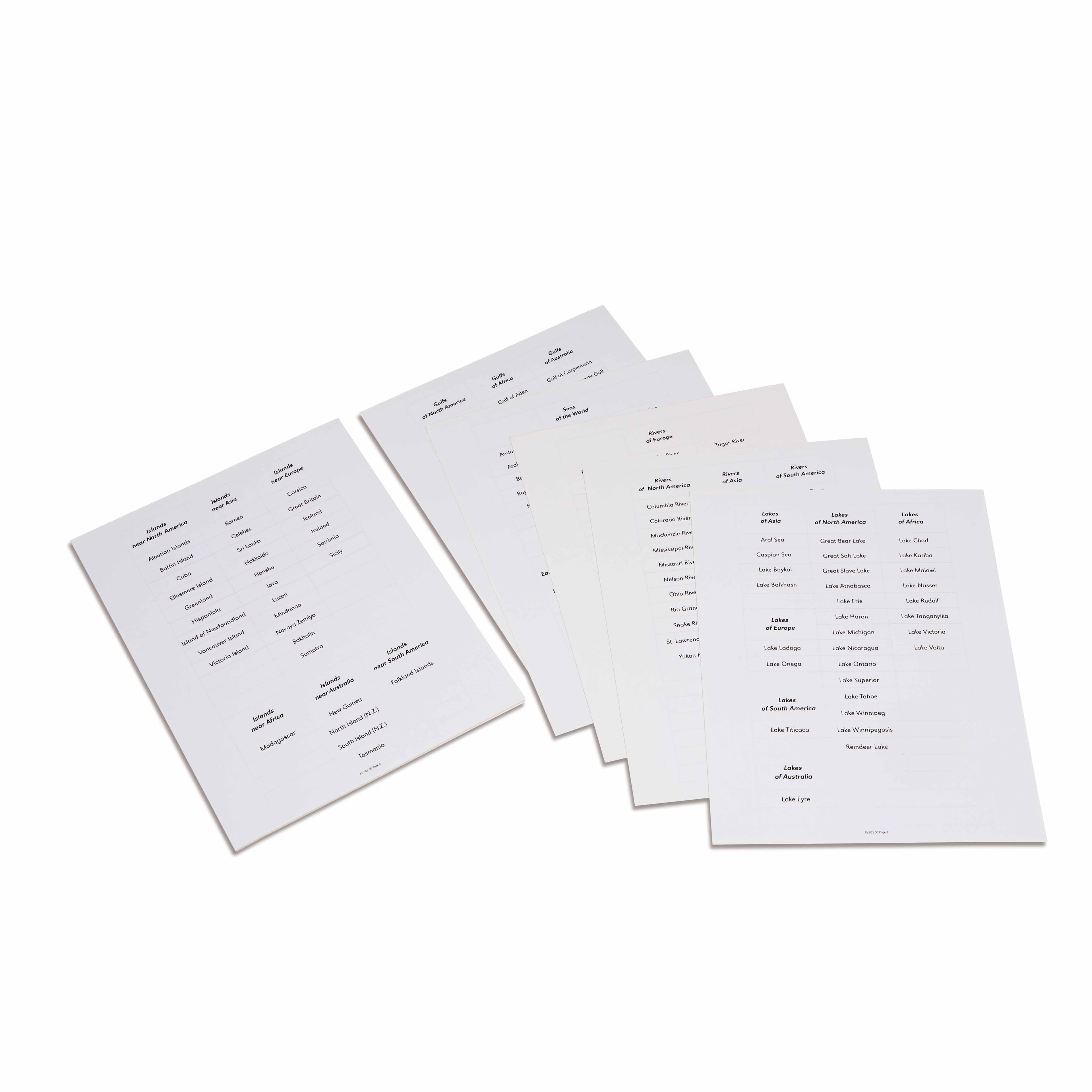 Land- und Wasserformen: Etiketten