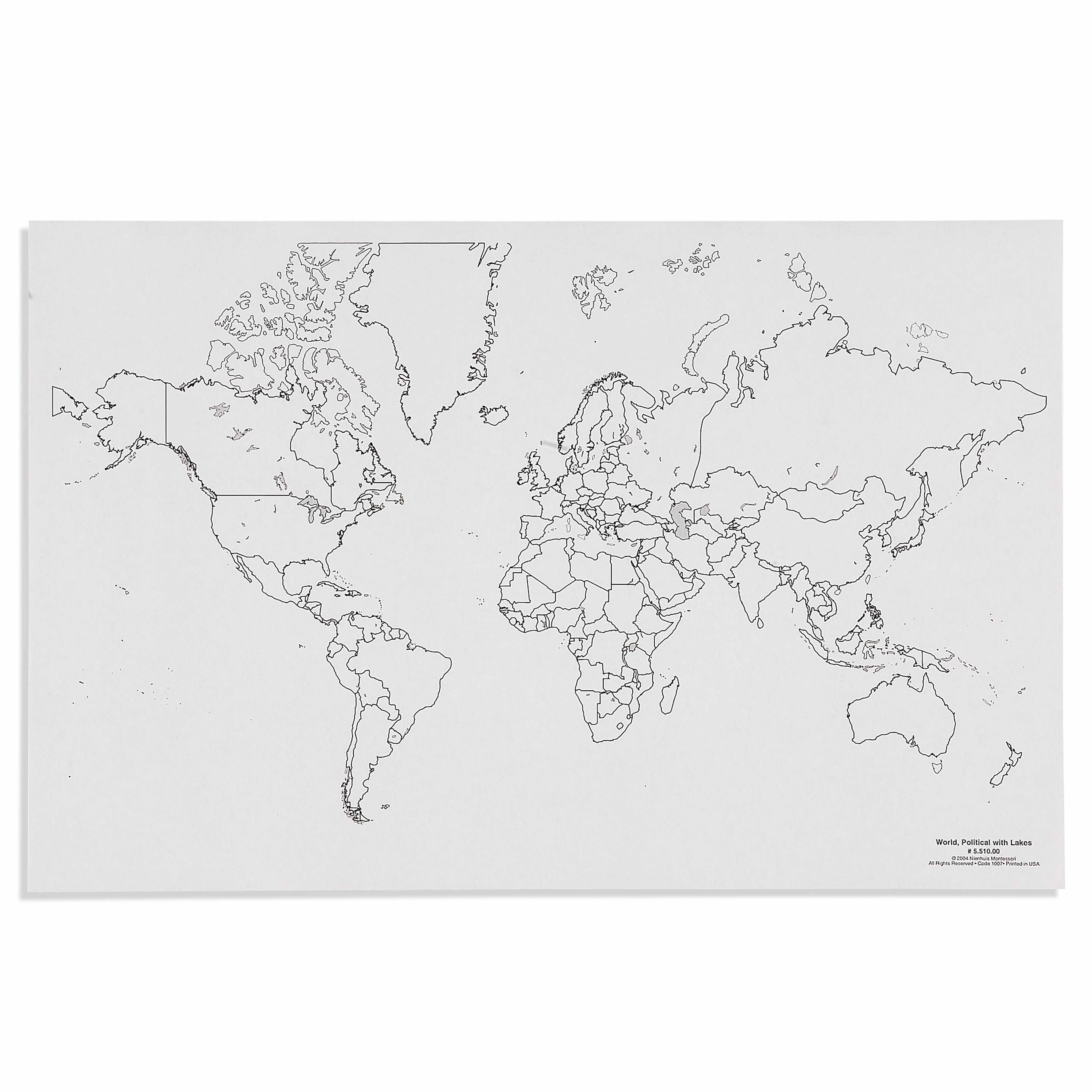 Welt: Politische Karte mit Seen (50)