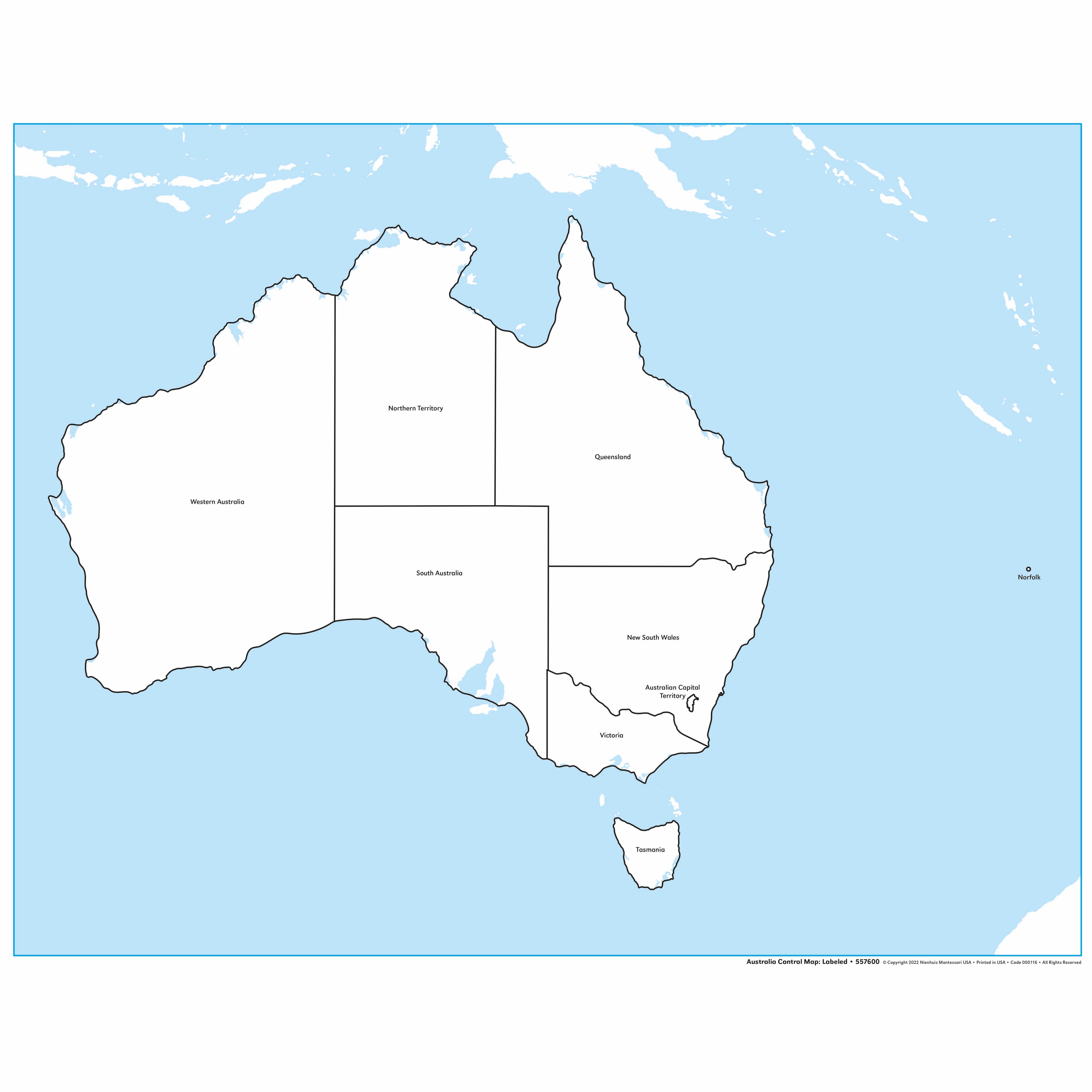 Kontrollkarte Australien: Beschriftet — Ansicht 1