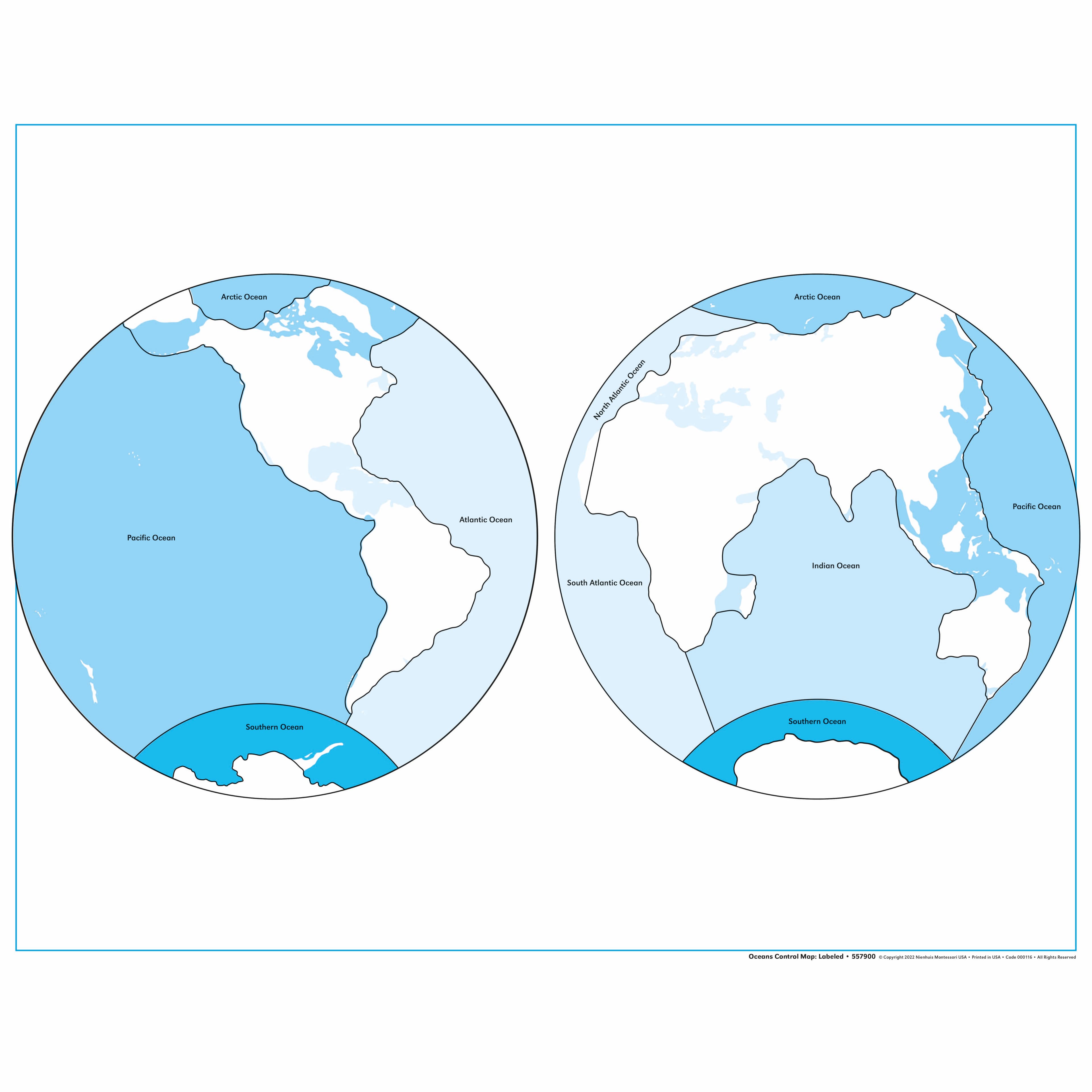 Kontrollkarte Ozeane: Beschriftet