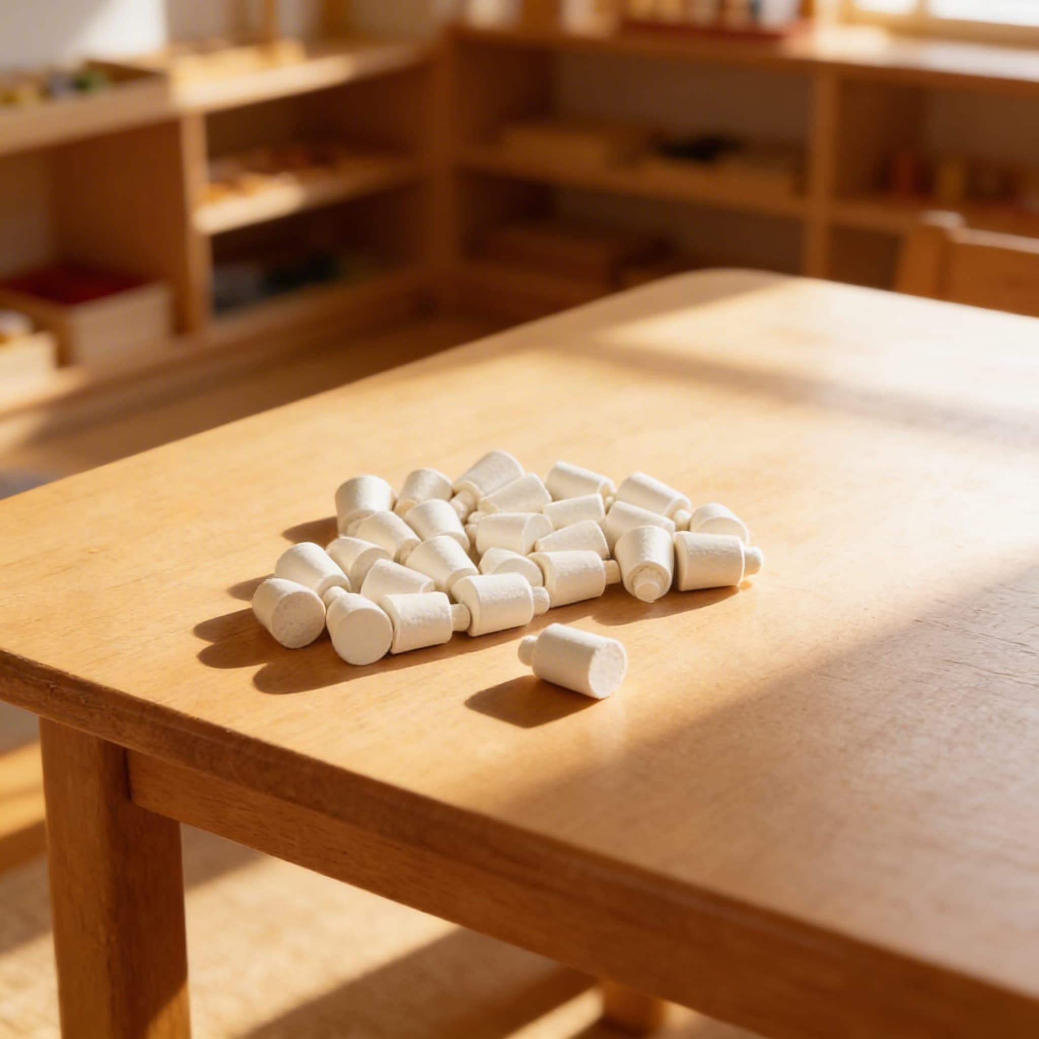 Weiße Knöpfe: Für Karten / Einsätze / Puzzles (25) — Kind beim Lernen