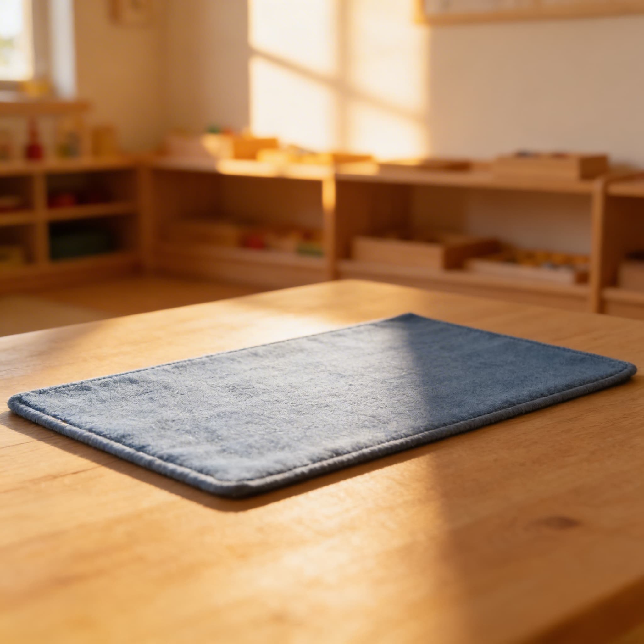 Hellblauer Teppich — Kind beim Lernen