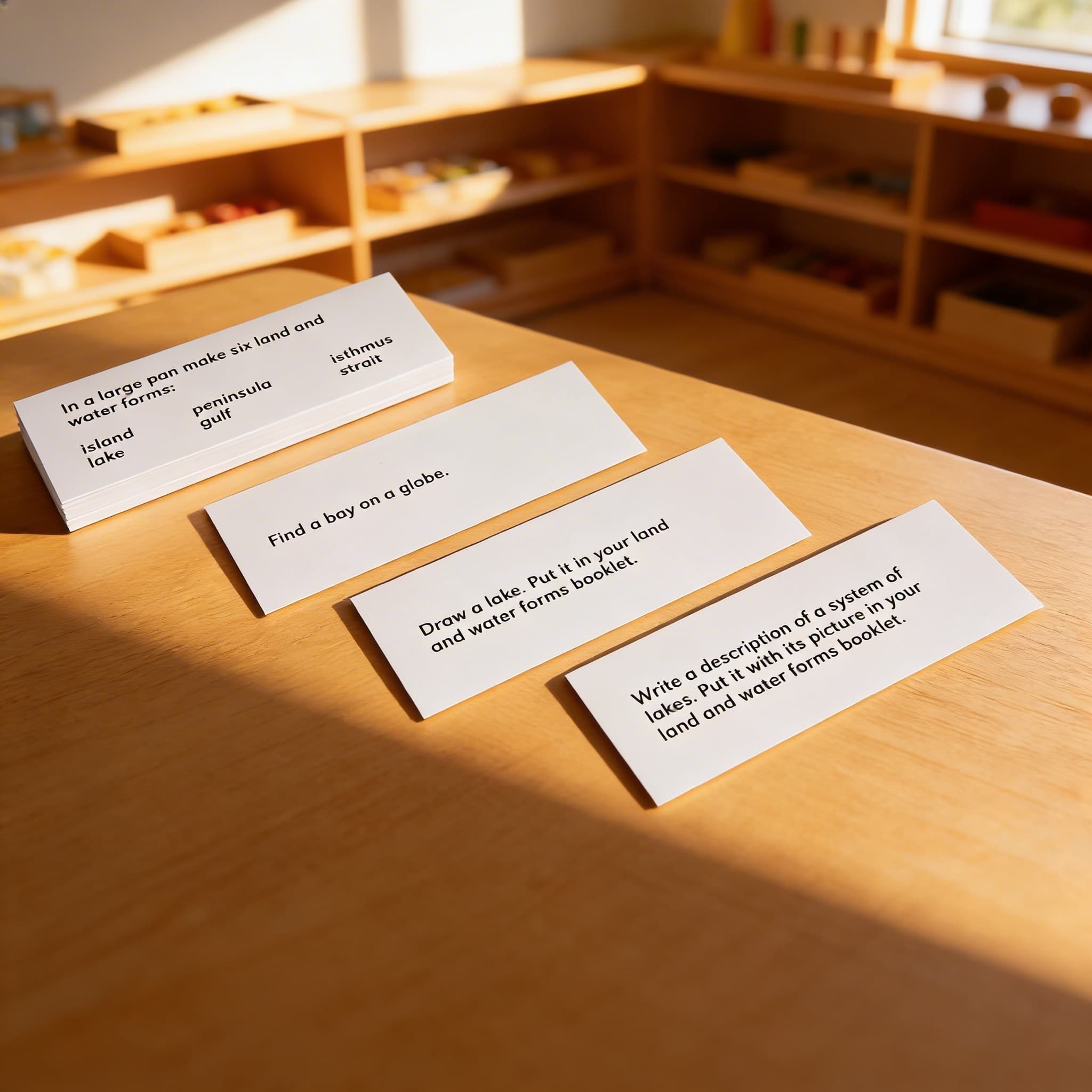 Land And Water Forms: Command Cards — Child learning