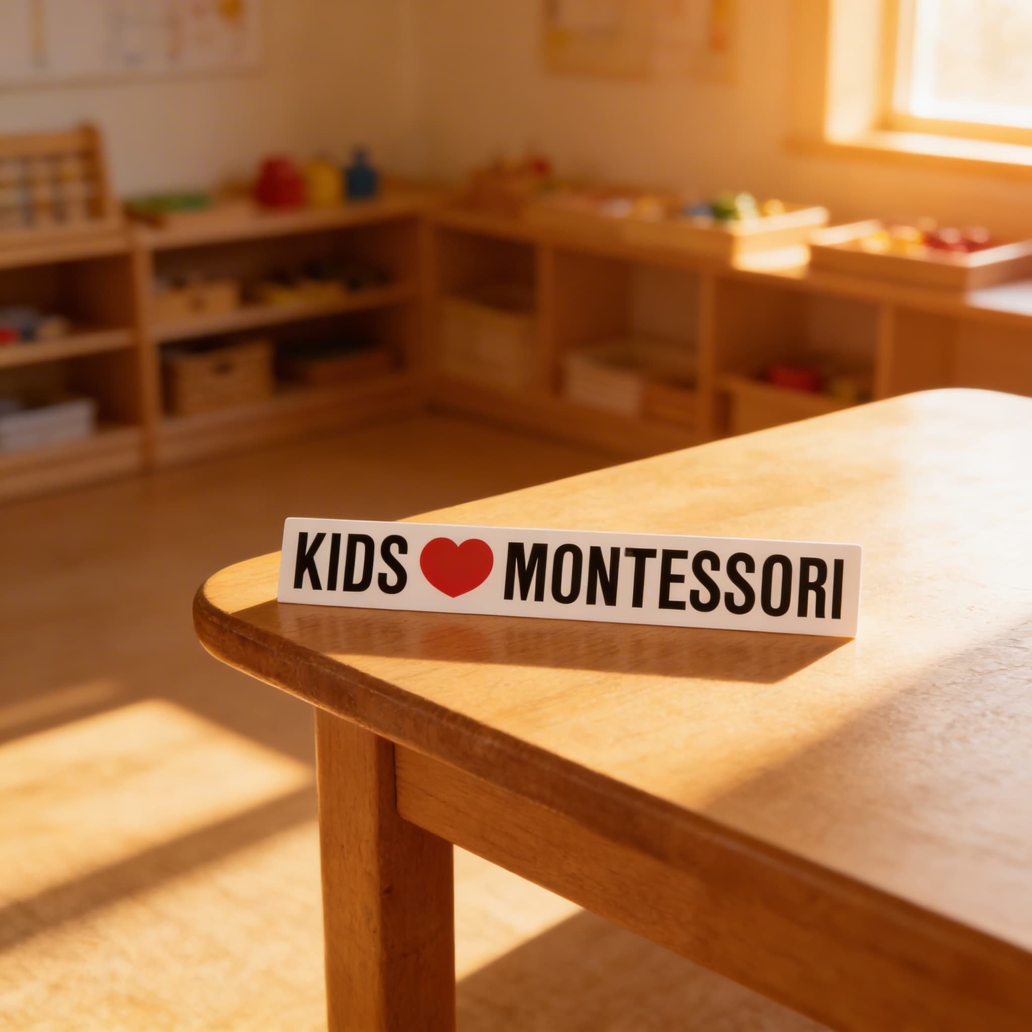 Vinylová nálepka: Děti milují Montessori: Dítě při učení
