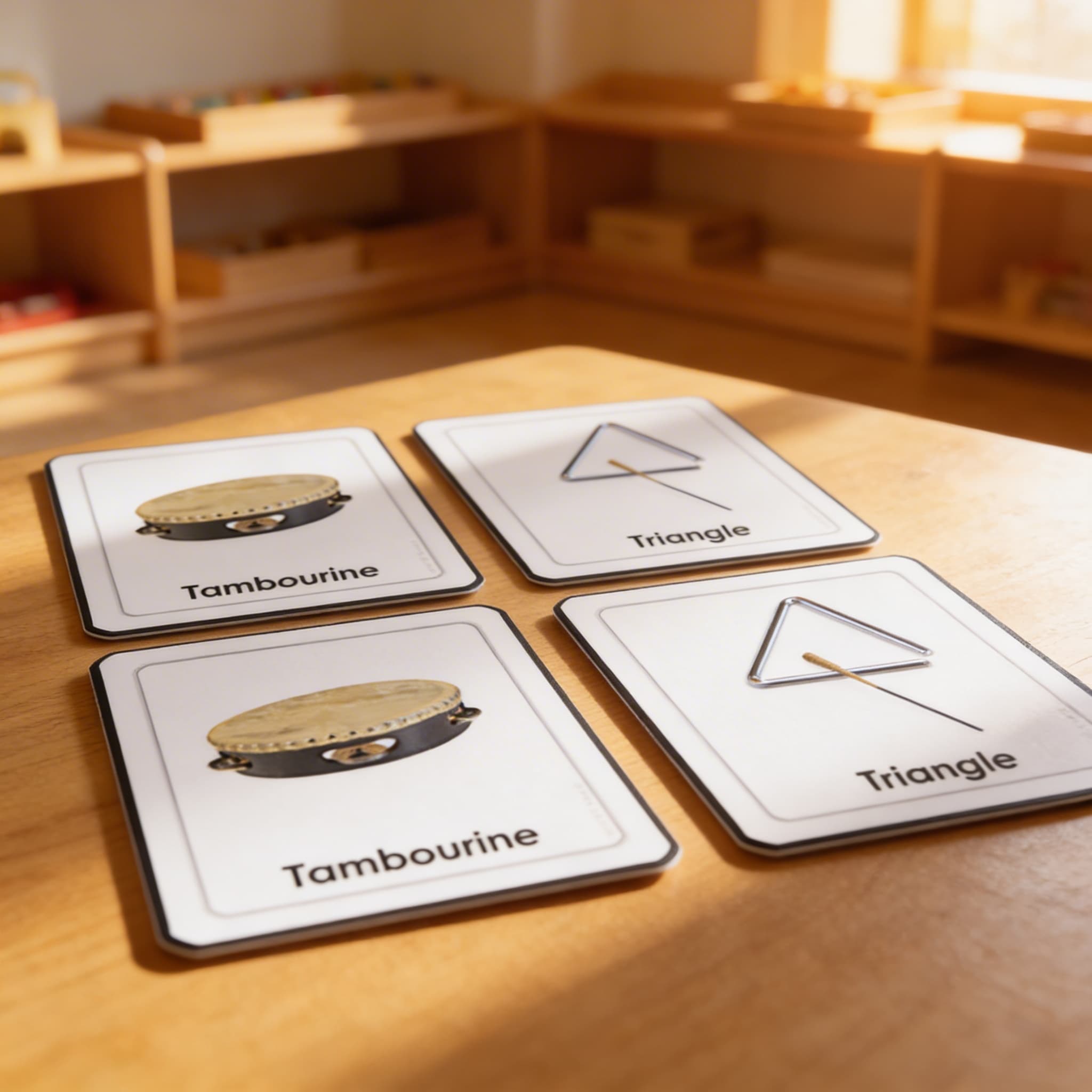 Hudební nástroje — 3-dílné karty — Dítě při učení