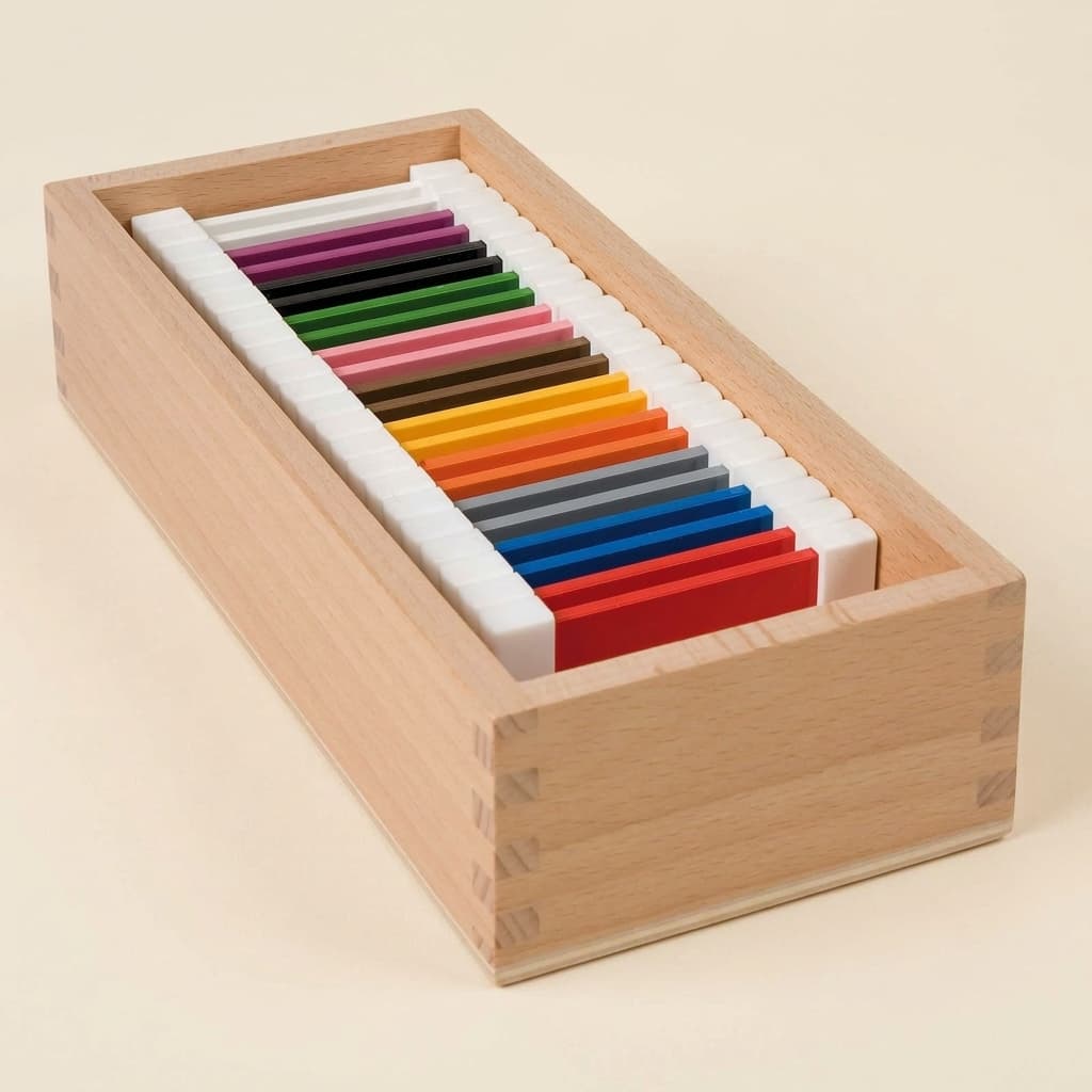 Druhý box farebných plátkov — Jedenásť párov žiarlivých farieb - Montessori Material | Faborino