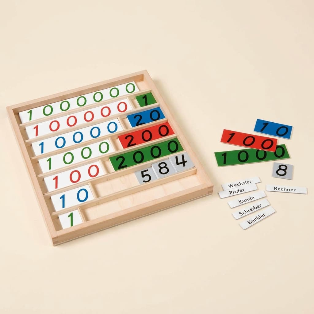 Banková hra — Operácie v desiatkovej sústave - Montessori Material | Faborino
