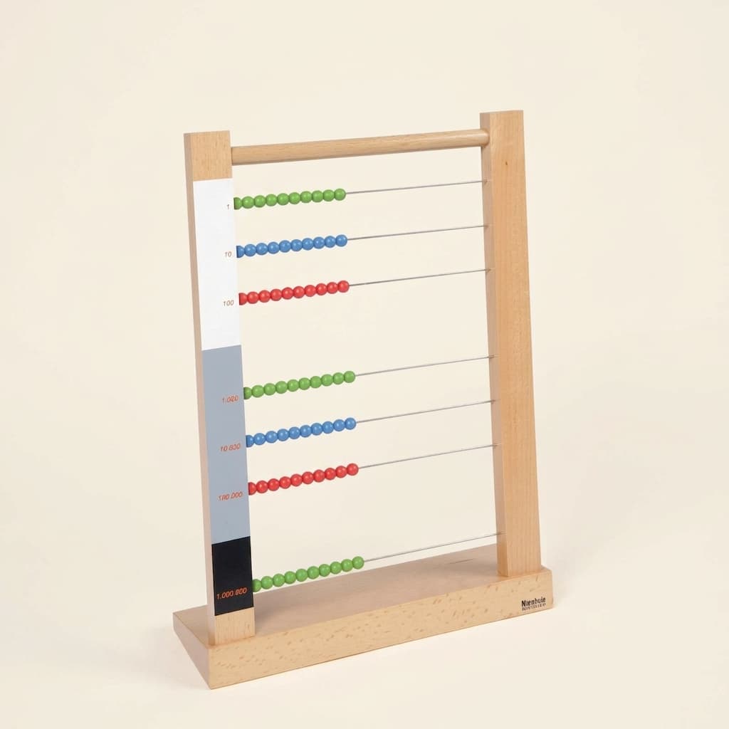 Veľký Korálkový Rámček: Matematické Operácie do Milióna - Montessori Material | Faborino