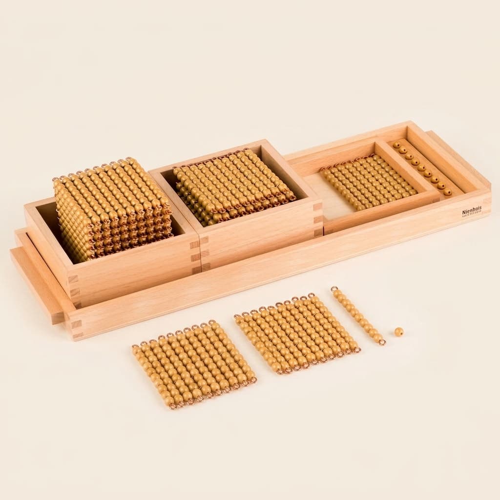 Úvod do desiatkovej sústavy: Jednotlivé korálky nylon - Montessori Material | Faborino