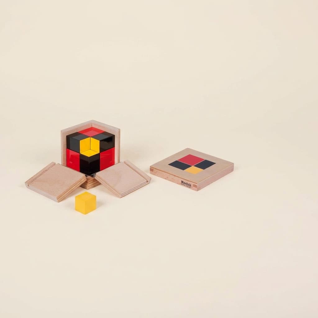 Algebraický binomický kocka: pokročilý matematický senzoriálny materiál - Montessori Material | Faborino