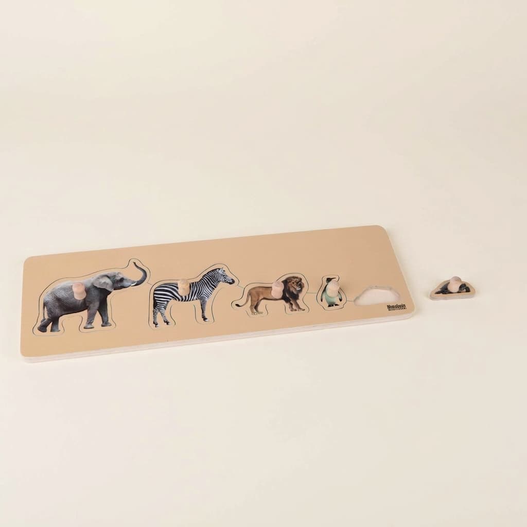 Kleinkind-Puzzle: 5 Wilde Tiere - Montessori Material | Faborino